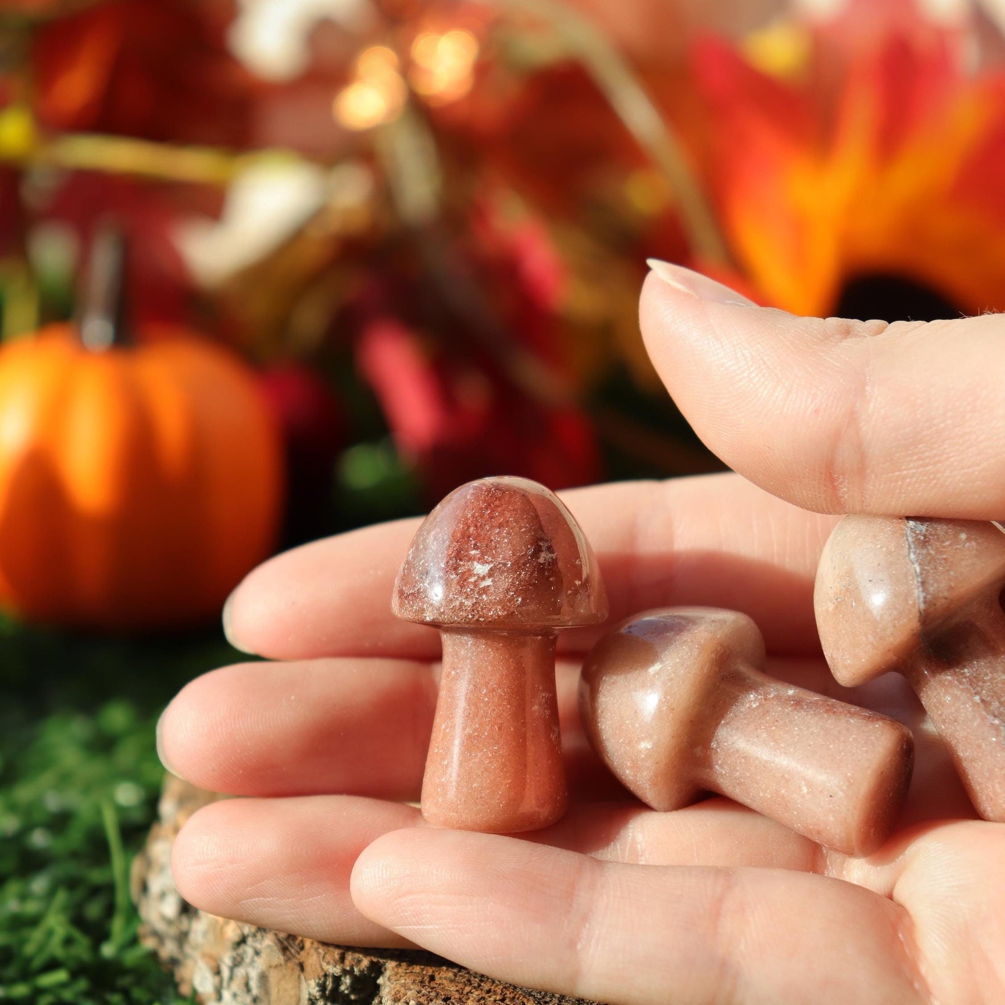 Mini Mushroom Crystals, Red Aventurine Gemstone, 20mm, Mushroom Home Decor - SET OF ONE