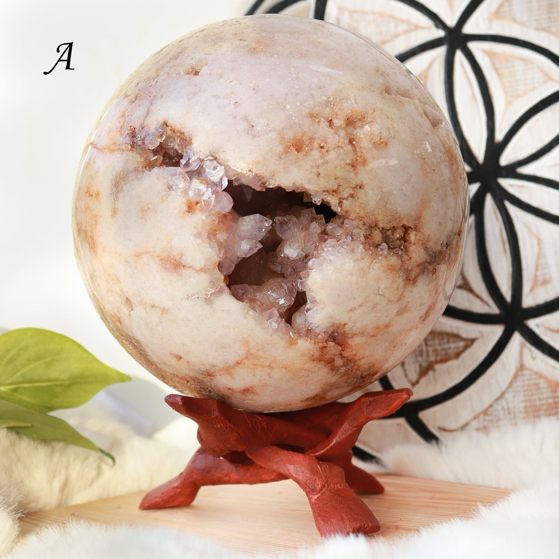 Pink Amethyst Sphere with Wooden Stand | Pink Amethyst Crystal
