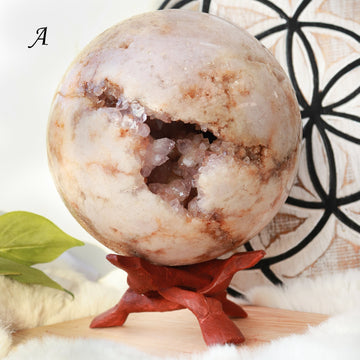 Pink Amethyst Sphere with Wooden Stand | Pink Amethyst Crystal