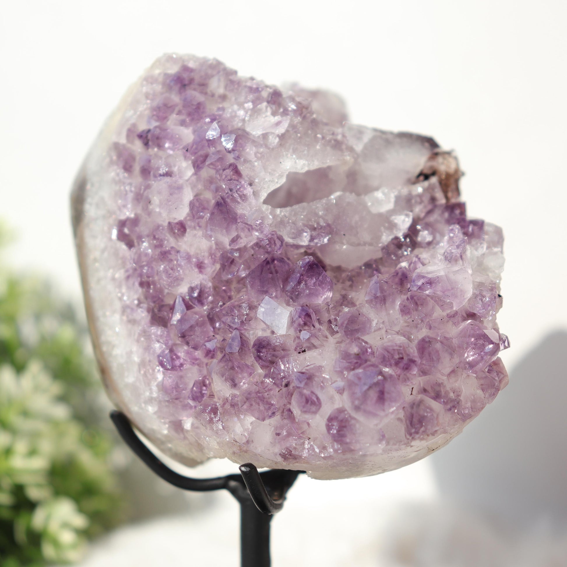 Amethyst with Black Crystal Inclusions, One of a Kind Crystal Specimen, Boho Chic Home Decor, Ethically Sourced
