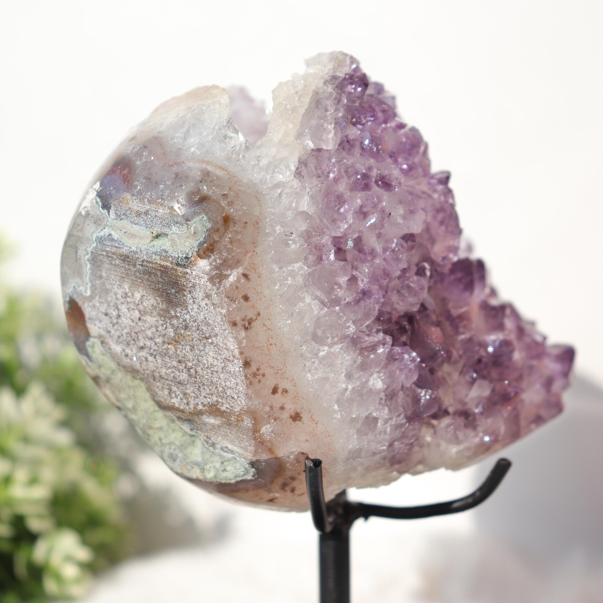 Amethyst with Black Crystal Inclusions, One of a Kind Crystal Specimen, Boho Chic Home Decor, Ethically Sourced