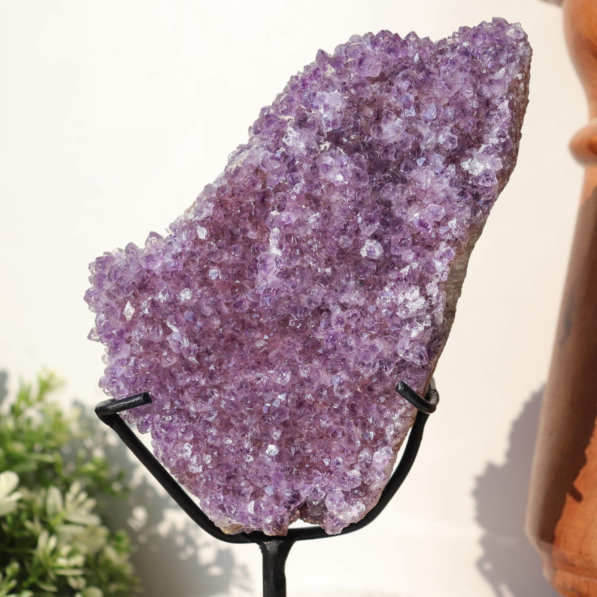 Amethyst on Black Metal Stand, One of a Kind Crystal Specimen, Spiritual Home Decor, Ethically Sourced