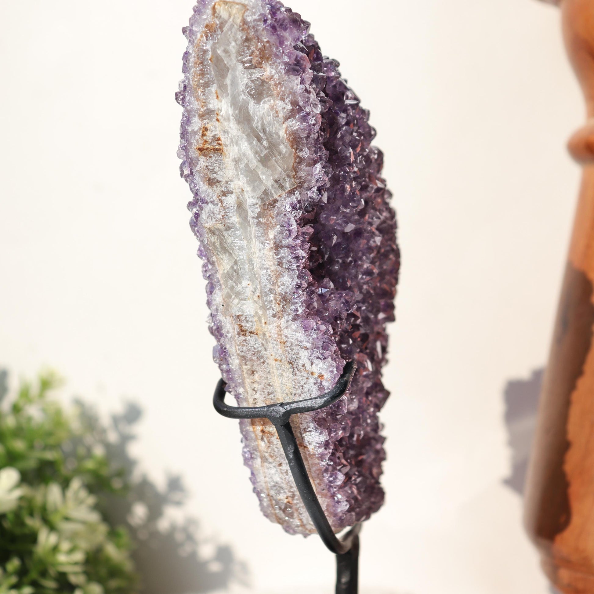 Amethyst on Black Metal Stand, One of a Kind Crystal Specimen, Spiritual Home Decor, Ethically Sourced