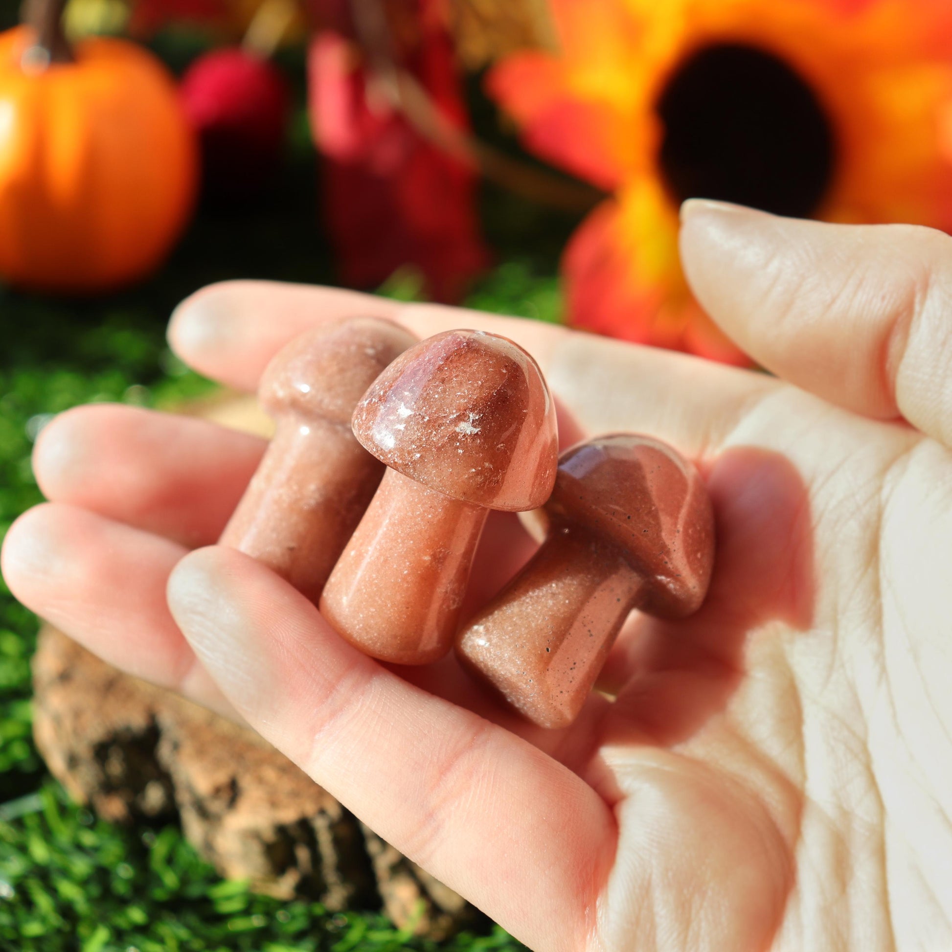 Mini Mushroom Crystals, Red Aventurine Gemstone, 20mm, Mushroom Home Decor - SET OF ONE