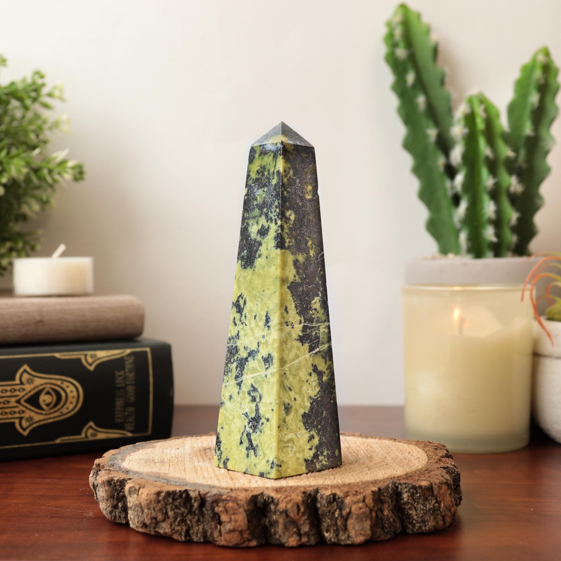 Serpentine with Pyrite Tower, Natural Polished Gemstone, Ethically Sourced