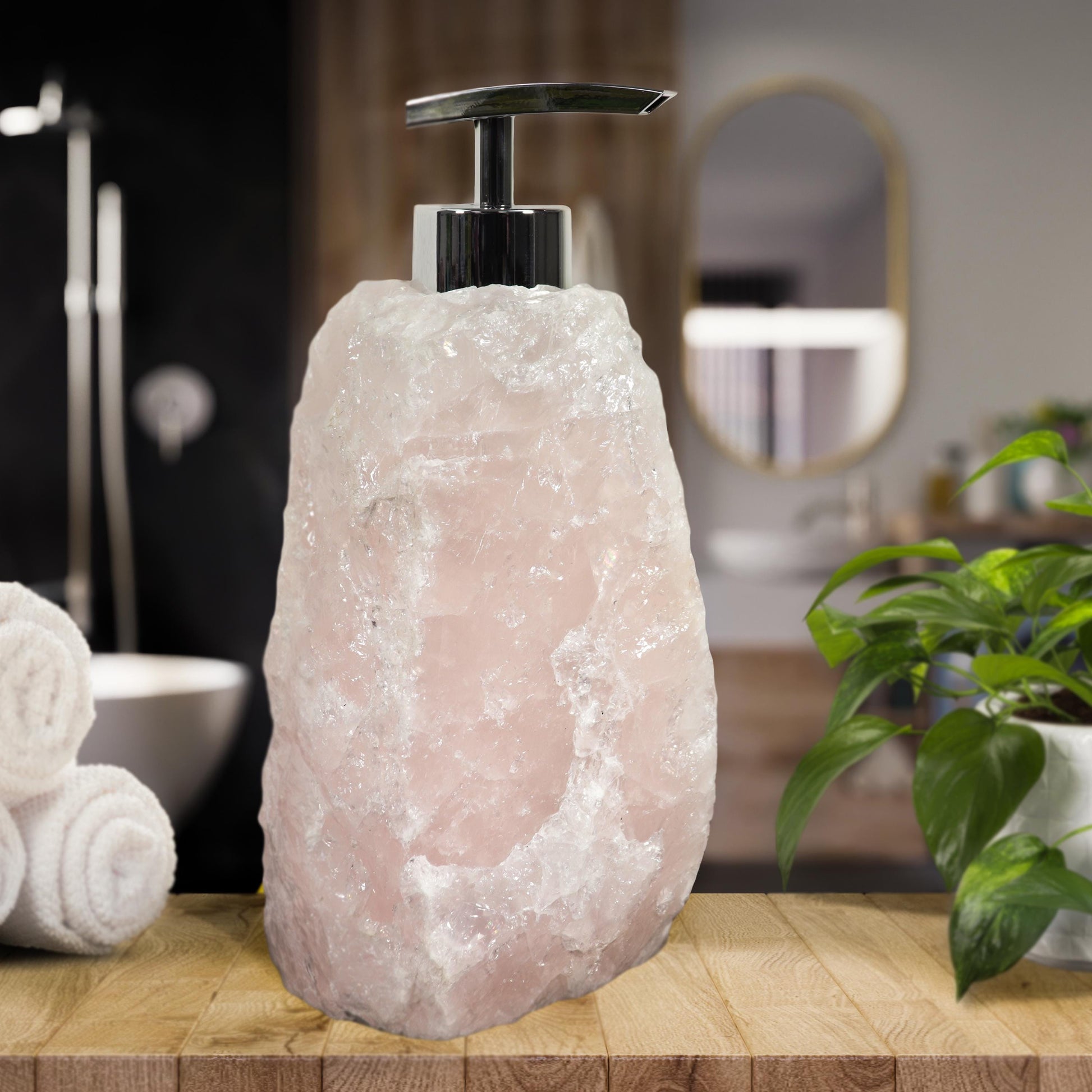 Crystal Soap Dispenser and Diffuser Set, Rose Quartz and Sodalite Home Decor, Christmas Gift Set, Essential Oils, Ethically Sourced