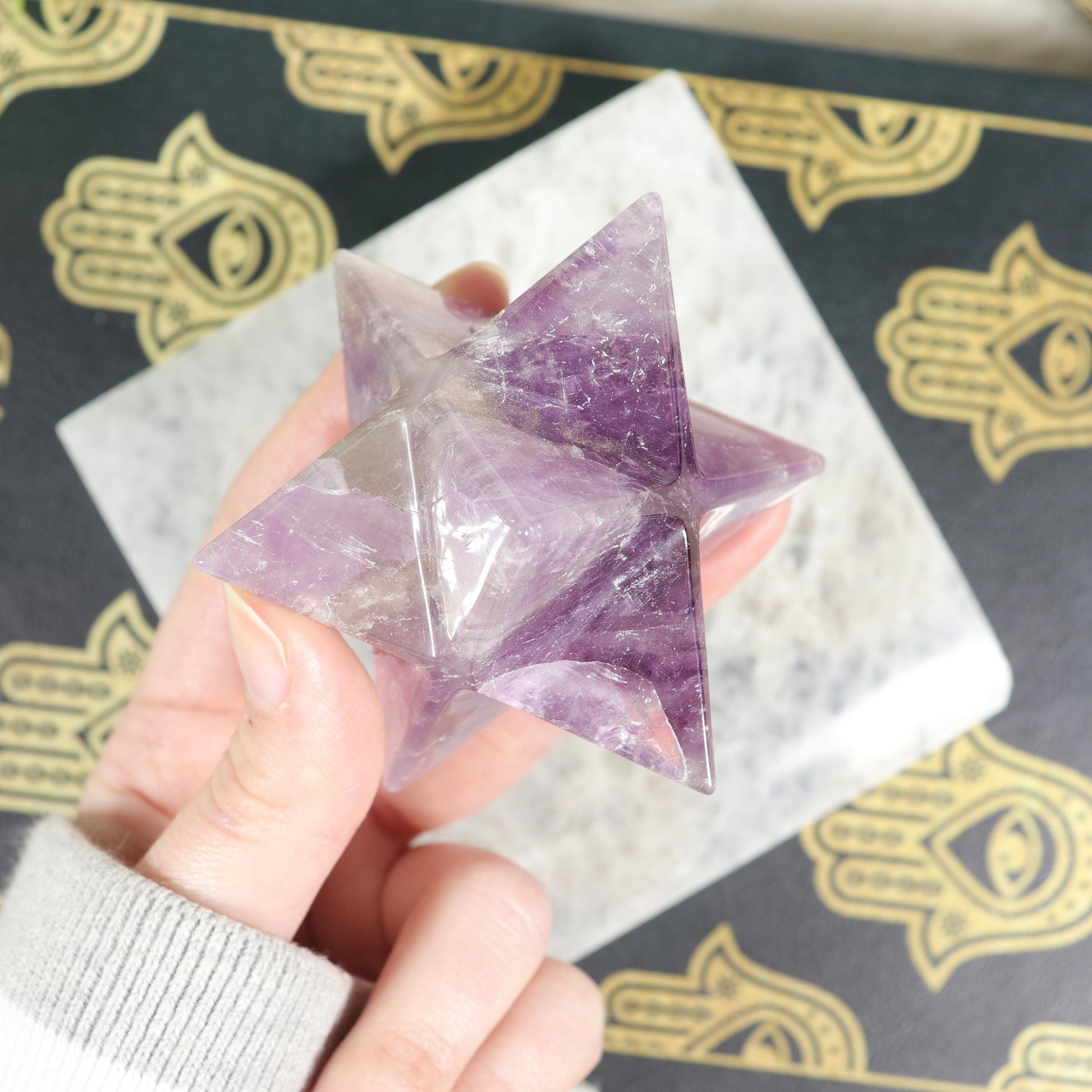 Amethyst Merkaba, Polished Amethyst Crystal, Ethically Sourced, Boho Chic Home Decor, Stress and Anxiety Reducer