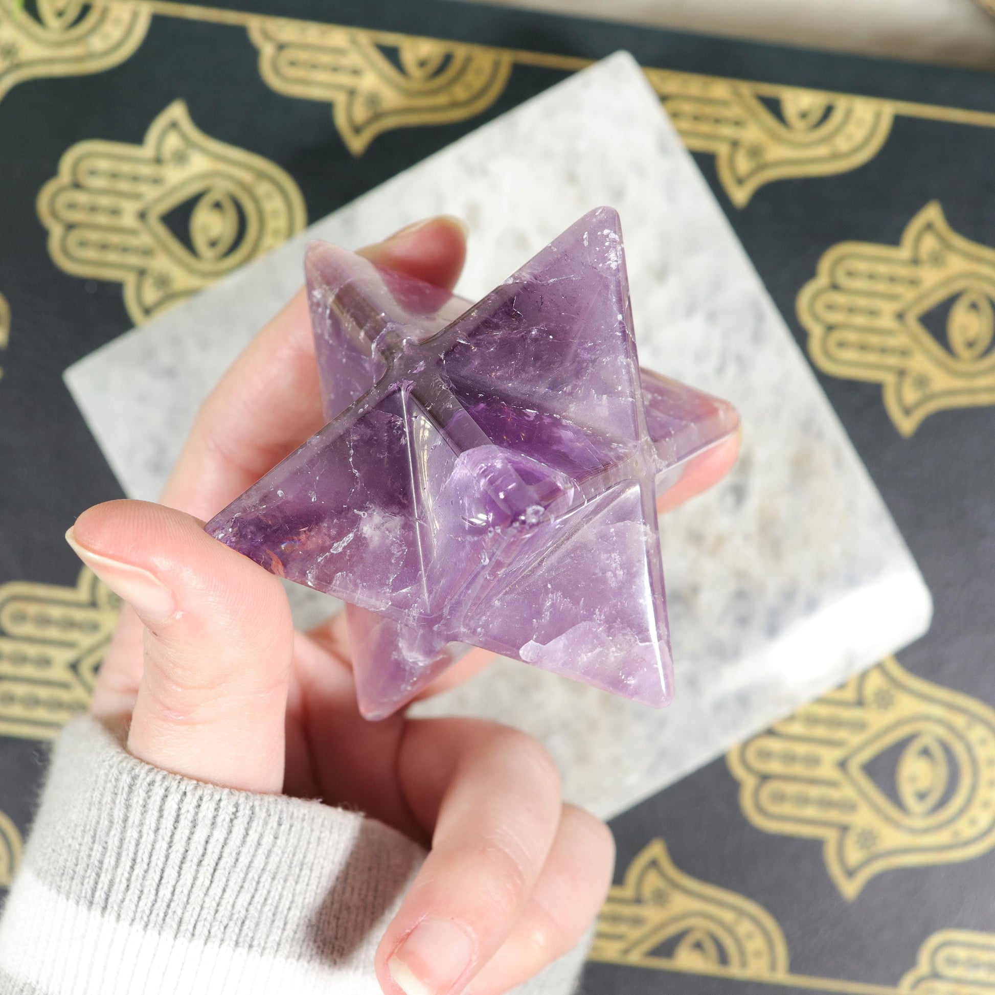 Amethyst Merkaba, Polished Amethyst Crystal, Ethically Sourced, Boho Chic Home Decor, Stress and Anxiety Reducer