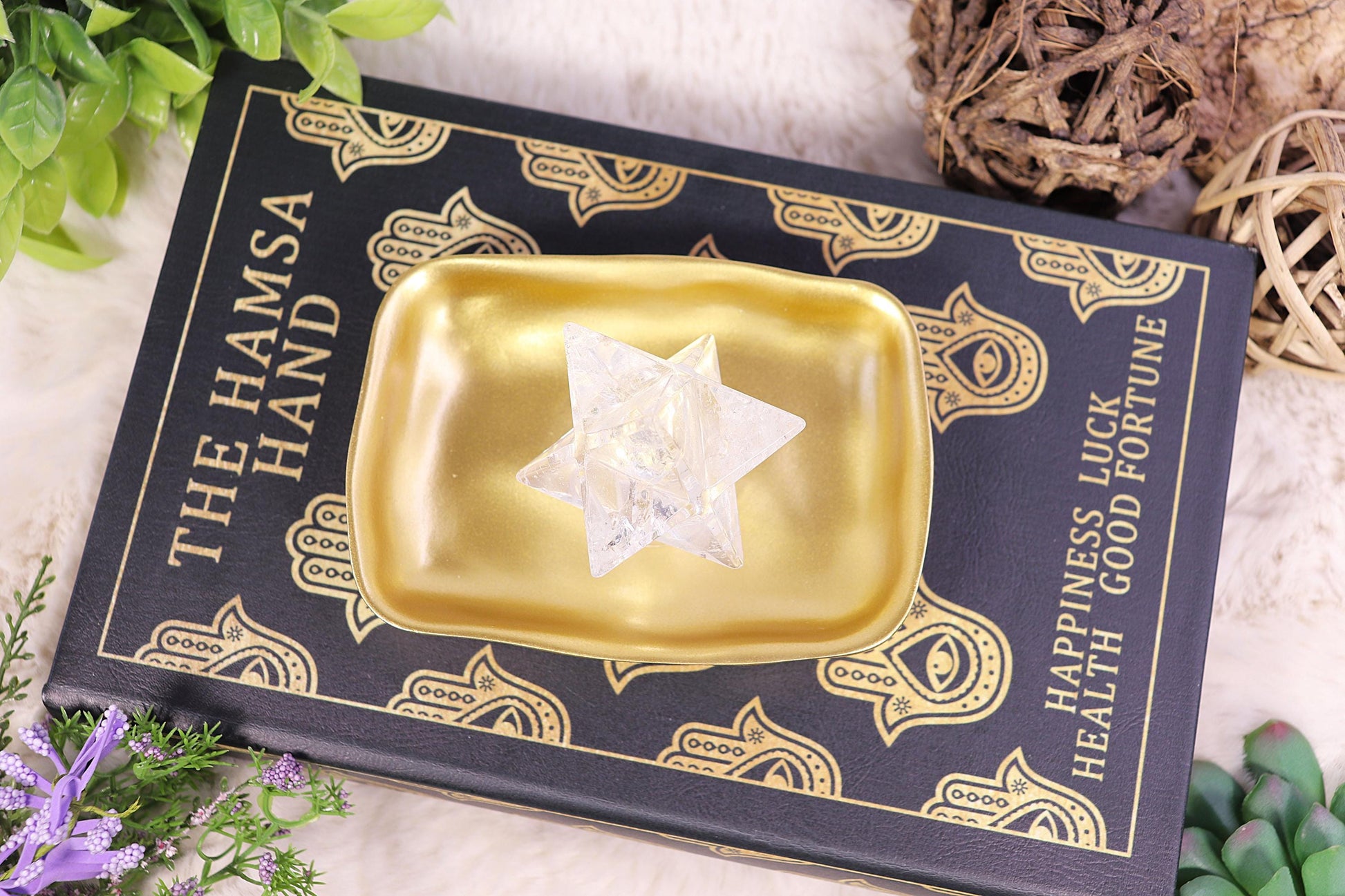 Clear Quartz Merkaba, Polished Clear Quartz Crystal, Ethically Sourced, Boho Chic Home Decor, Cleansing and Protection Crystal