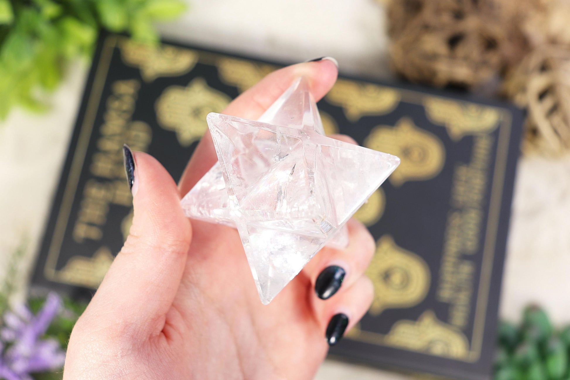 Clear Quartz Merkaba, Polished Clear Quartz Crystal, Ethically Sourced, Boho Chic Home Decor, Cleansing and Protection Crystal