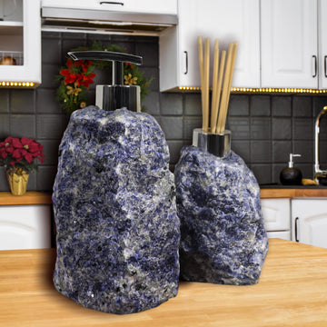 Crystal Soap Dispenser and Diffuser Set, Rose Quartz and Sodalite Home Decor, Christmas Gift Set, Essential Oils, Ethically Sourced