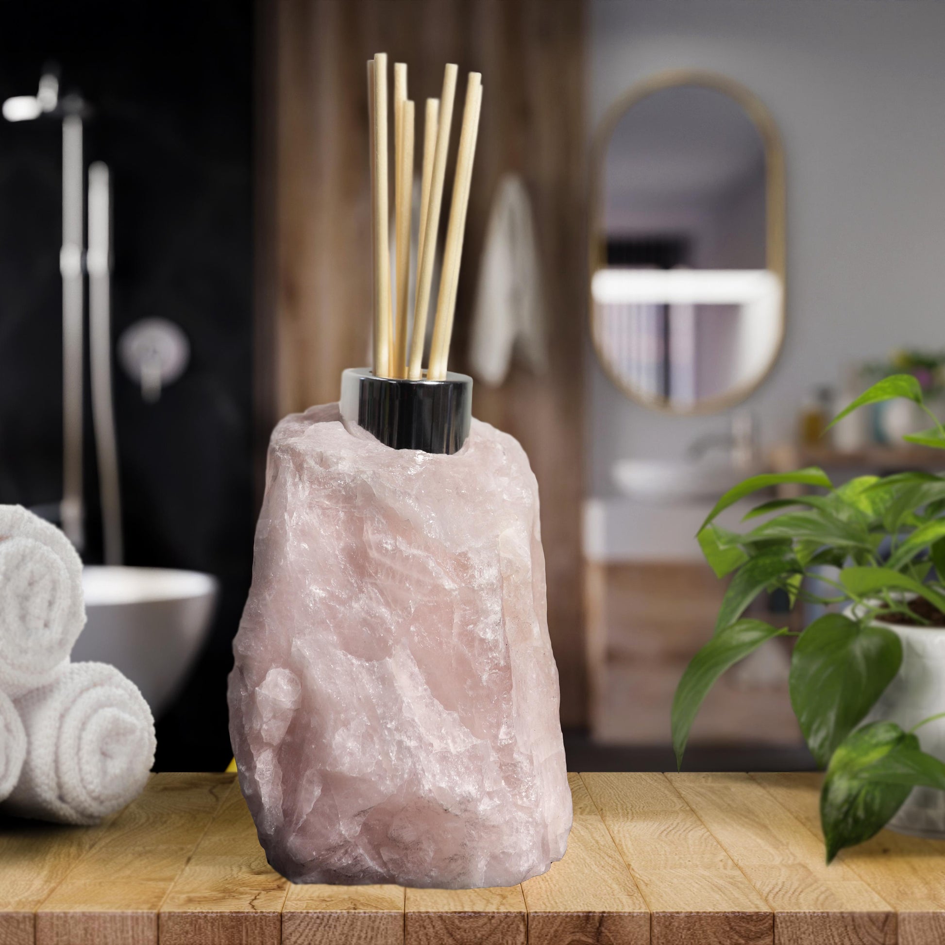 Crystal Soap Dispenser and Diffuser Set, Rose Quartz and Sodalite Home Decor, Christmas Gift Set, Essential Oils, Ethically Sourced