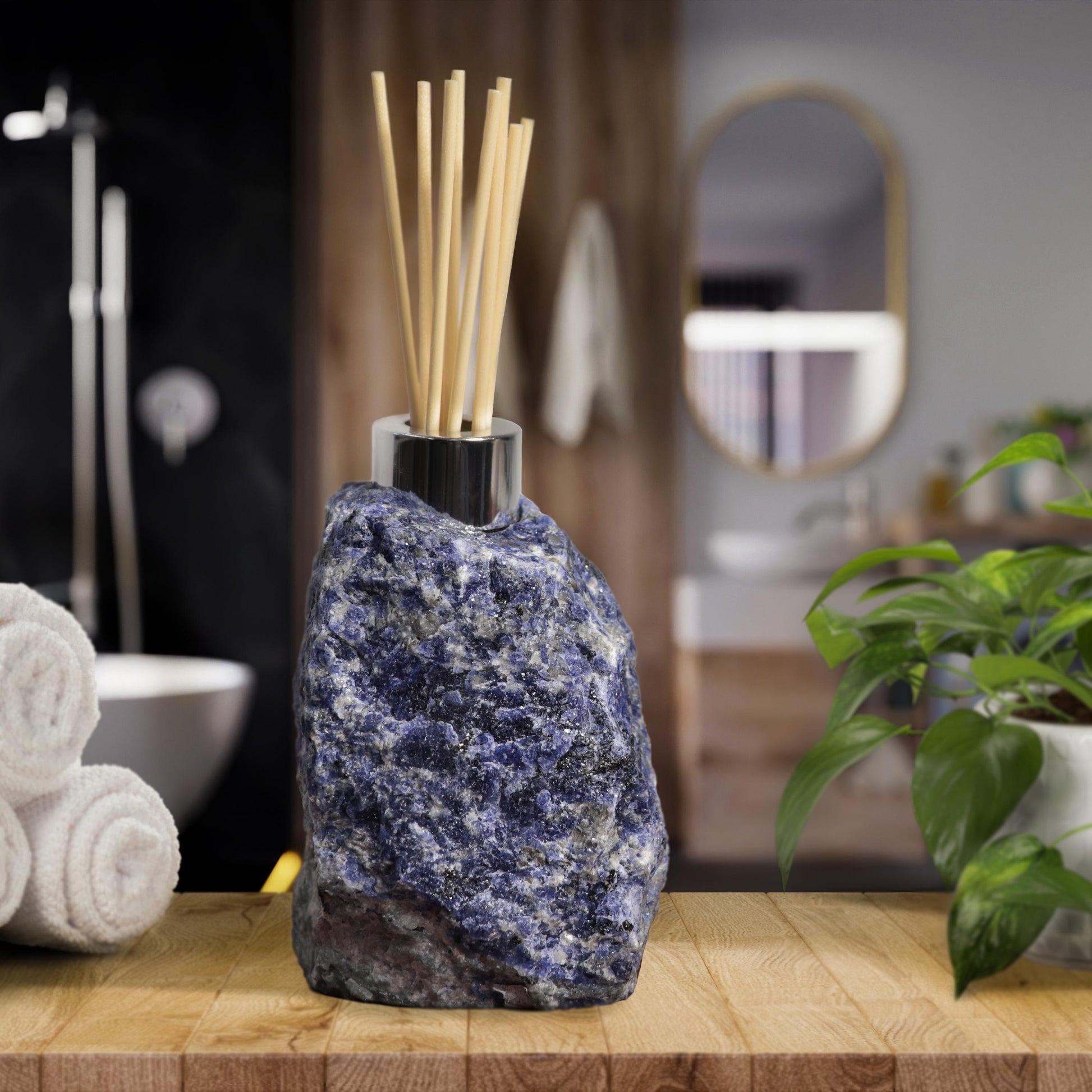 Crystal Soap Dispenser and Diffuser Set, Rose Quartz and Sodalite Home Decor, Christmas Gift Set, Essential Oils, Ethically Sourced
