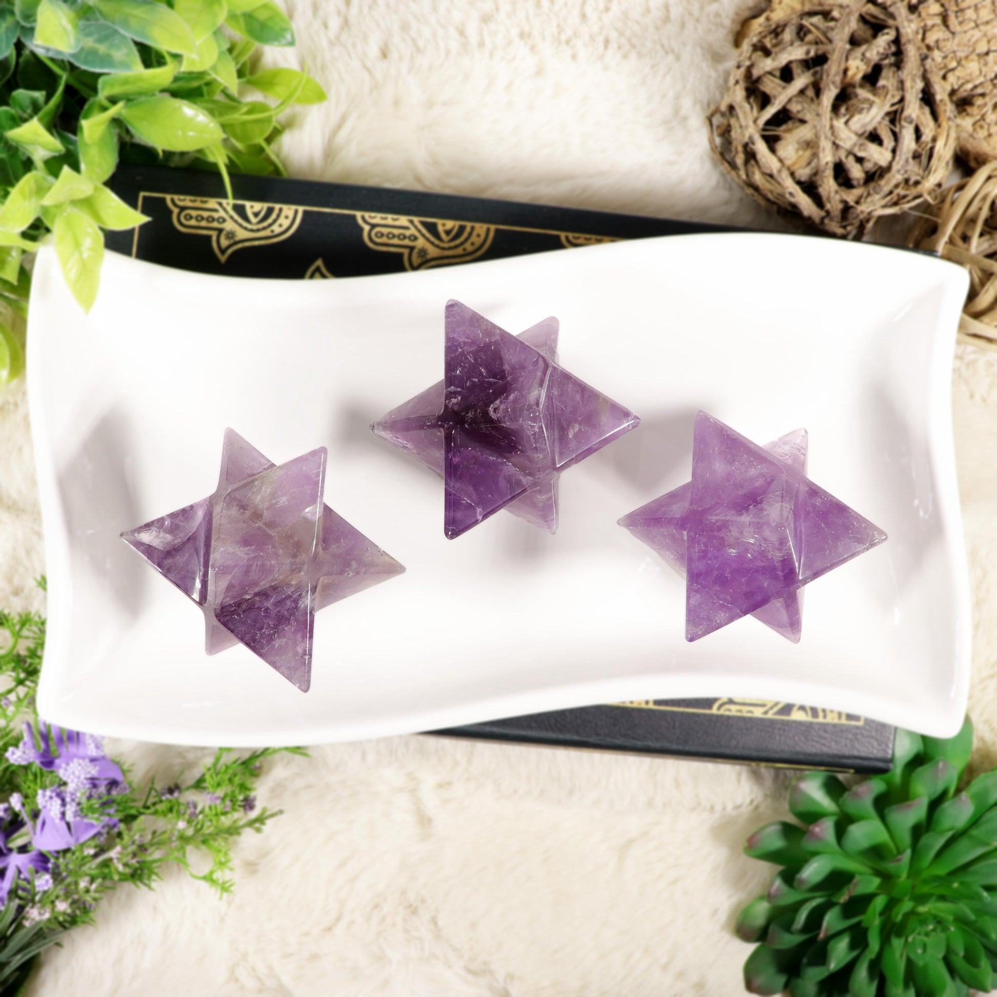 Amethyst Merkaba, Polished Amethyst Crystal, Ethically Sourced, Boho Chic Home Decor, Stress and Anxiety Reducer