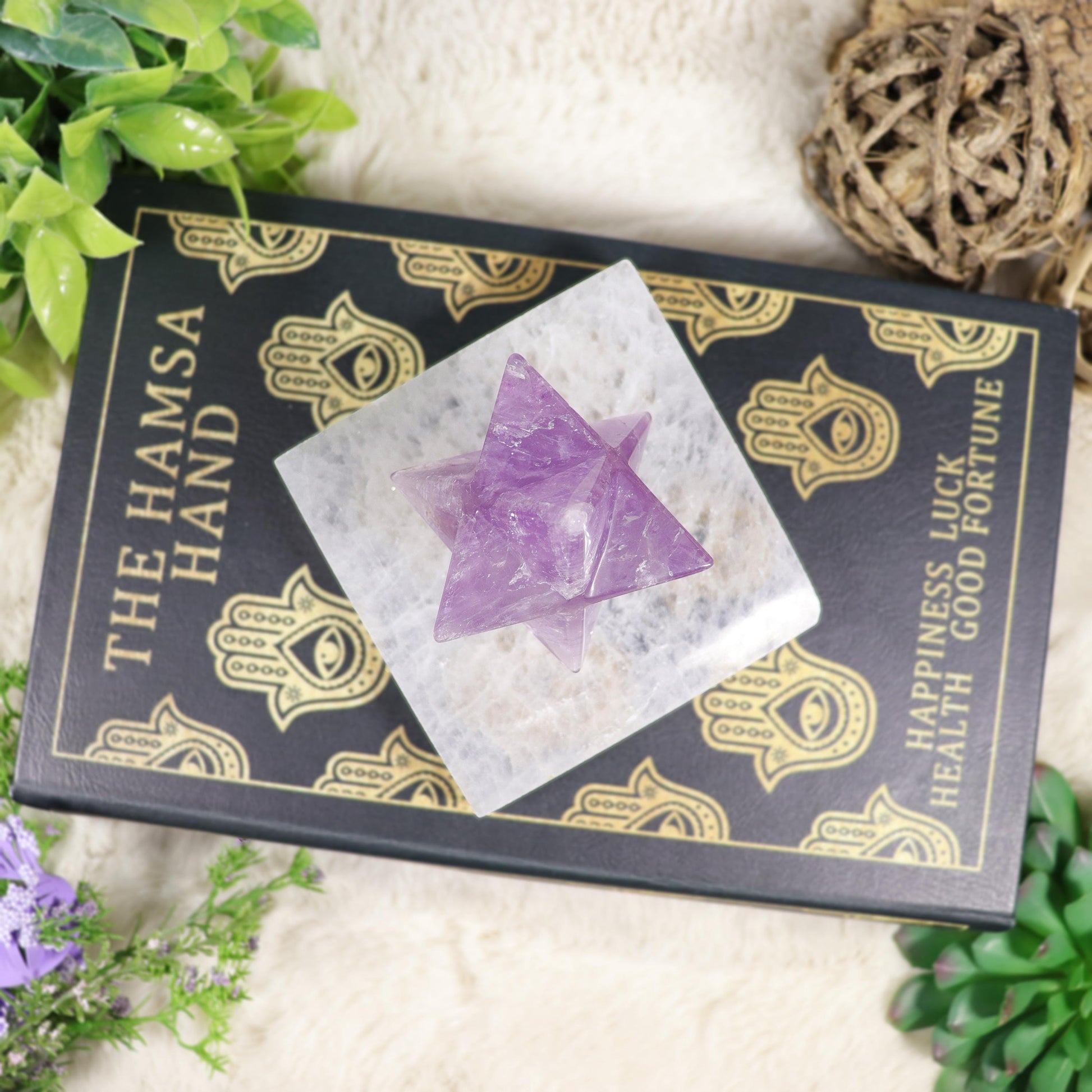 Amethyst Merkaba, Polished Amethyst Crystal, Ethically Sourced, Boho Chic Home Decor, Stress and Anxiety Reducer