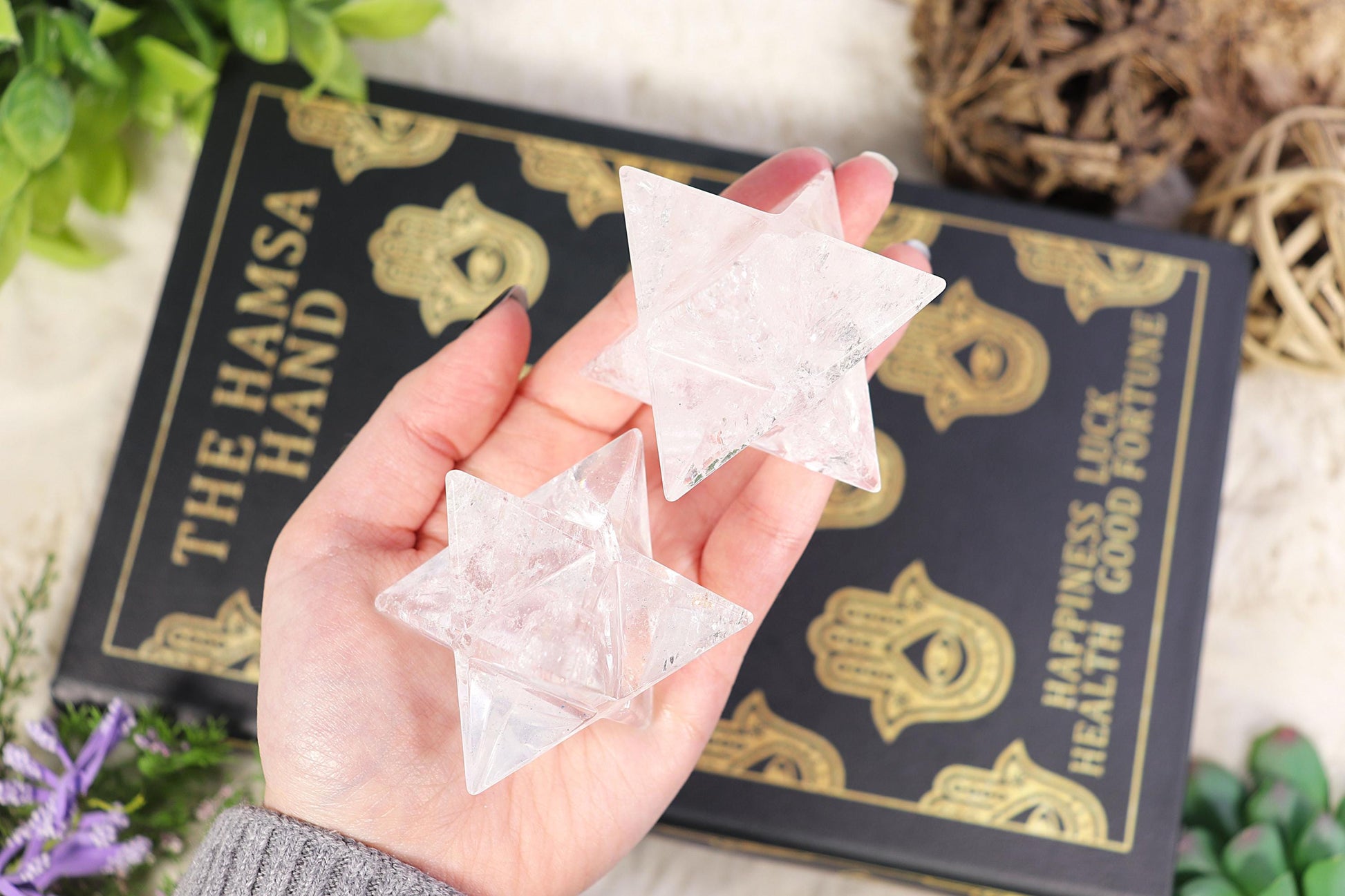 Clear Quartz Merkaba, Polished Clear Quartz Crystal, Ethically Sourced, Boho Chic Home Decor, Cleansing and Protection Crystal