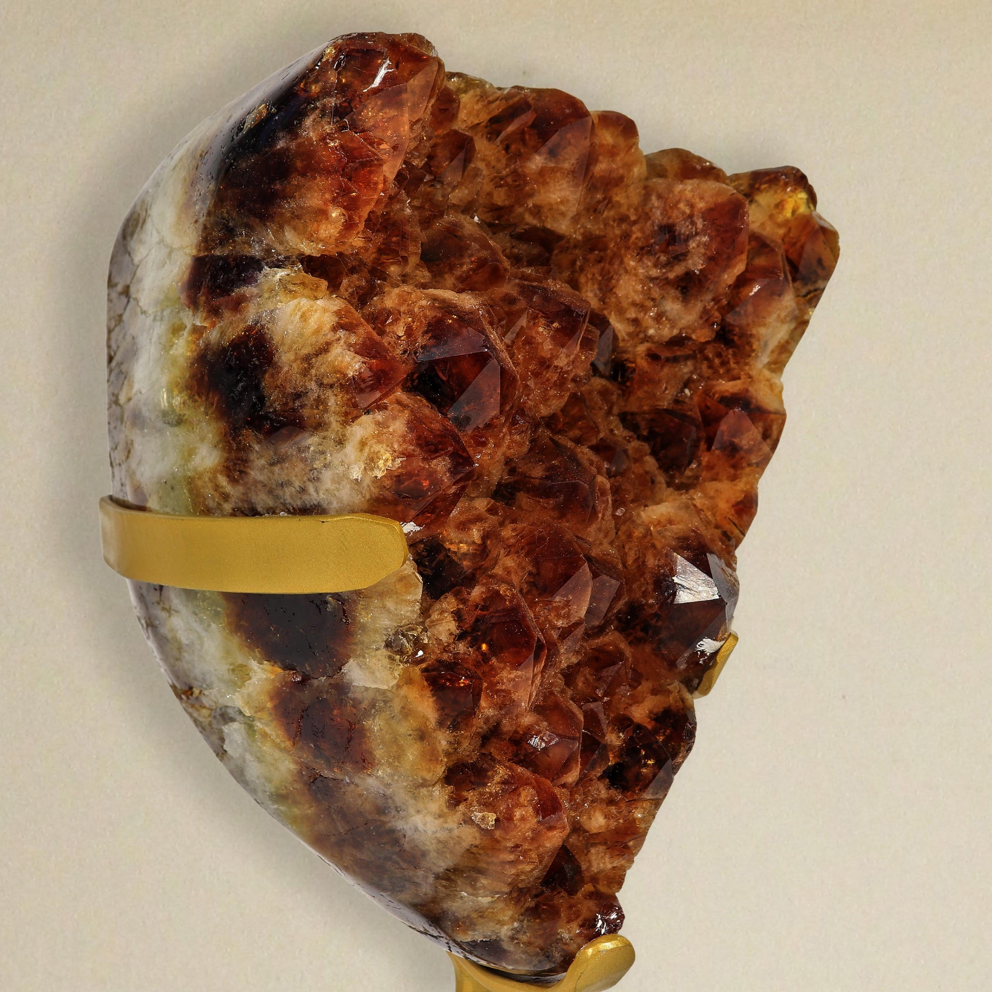 Citrine Druzy Cluster on Gold Stand, Solar Plexus Chakra Healing Crystal
