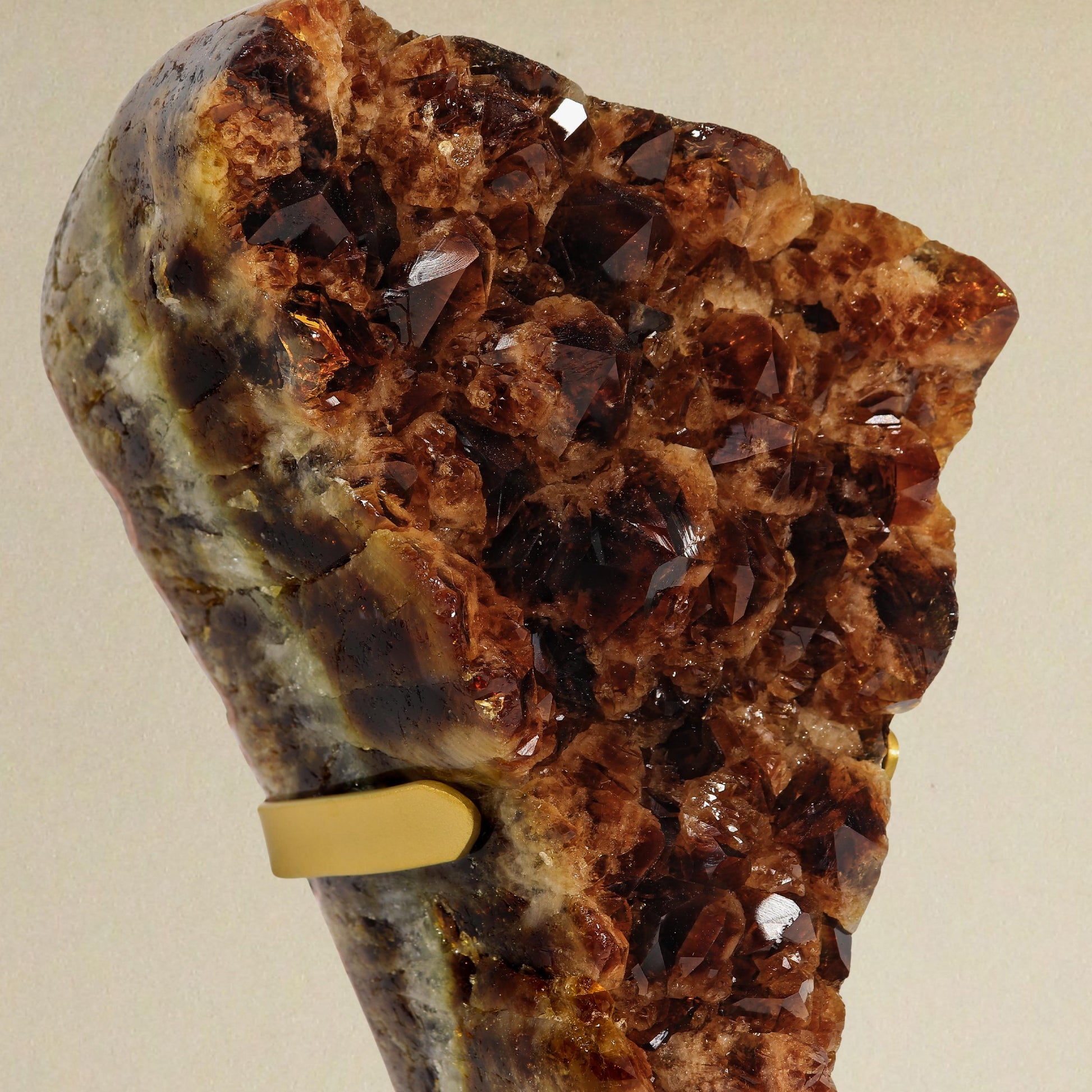 Citrine Druzy Cluster on Gold Stand, Solar Plexus Chakra Healing Crystal