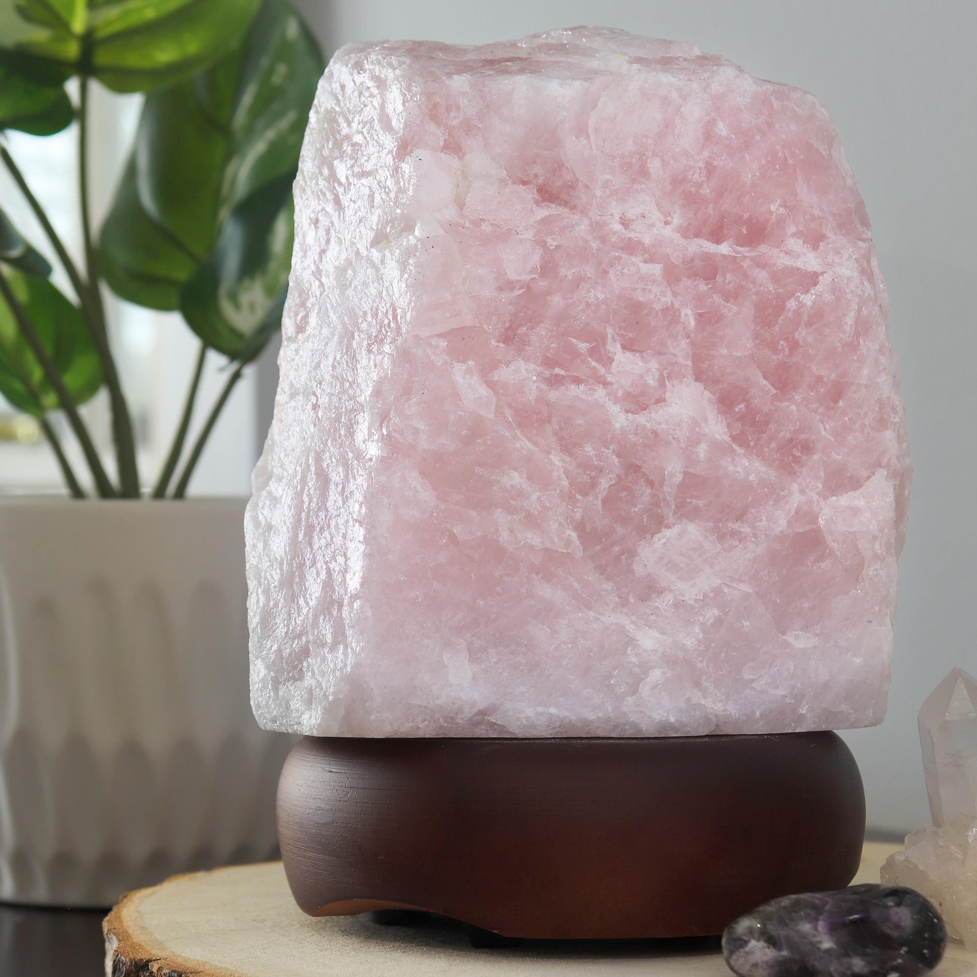Rose Quartz Lamp, Ethically Sourced, Winter Home Decor, Ambient Lighting, Pink Dimmable Lamp, Natural Home Decor