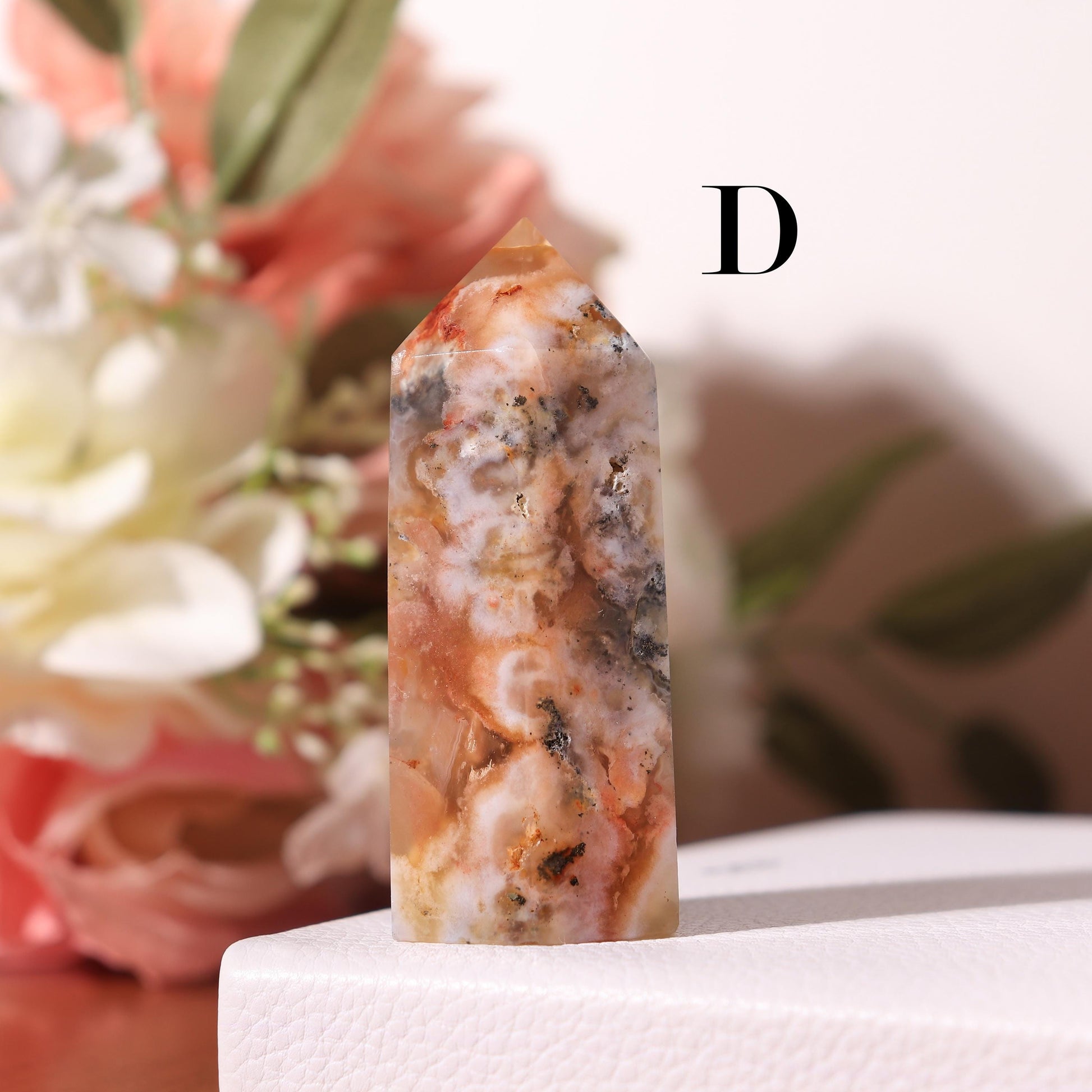 Flower Agate, Cherry Blossom Crystal, Ethically Sourced Crystals, Spring Home Decor, Polished Gemstone Towers