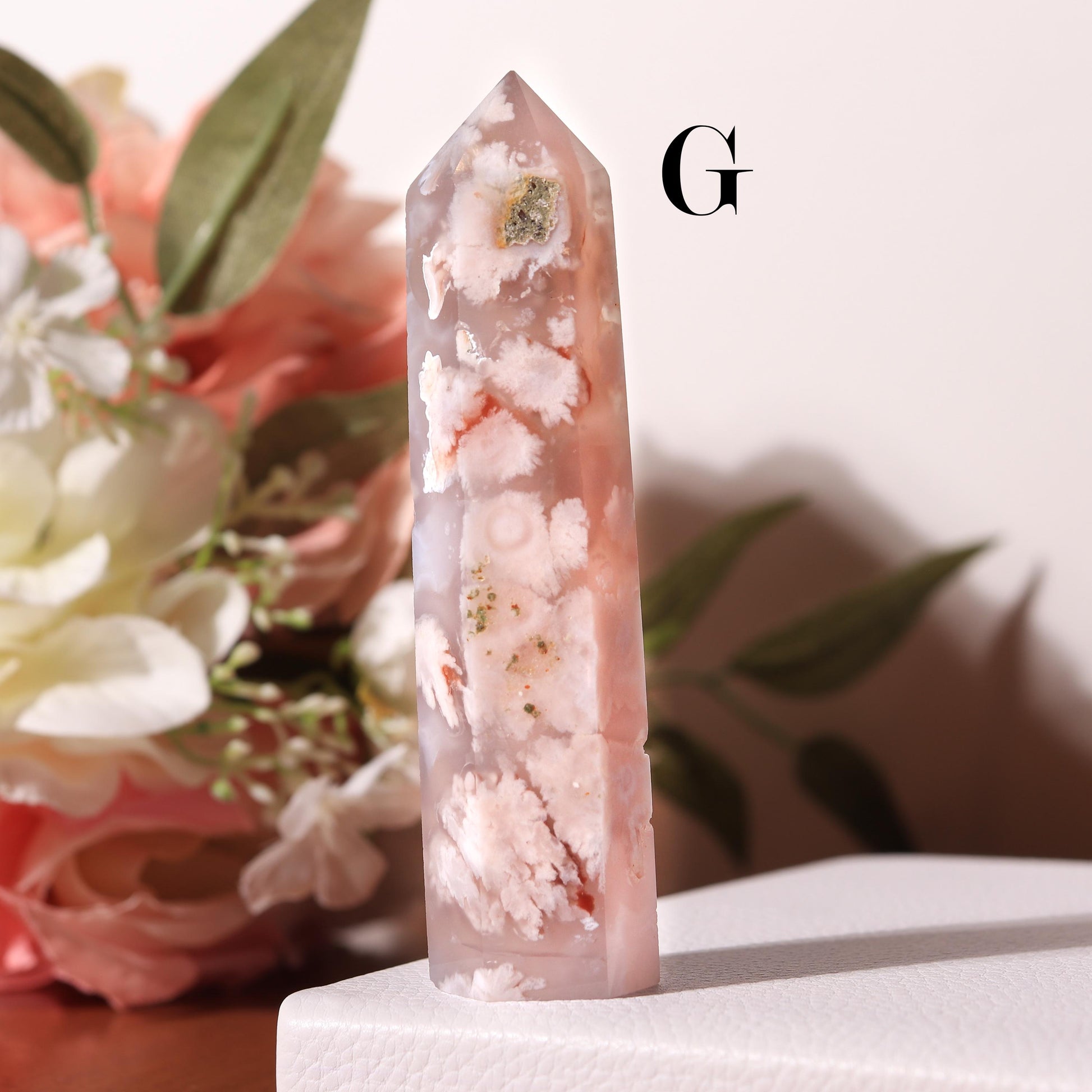 Flower Agate, Cherry Blossom Crystal, Ethically Sourced Crystals, Spring Home Decor, Polished Gemstone Towers