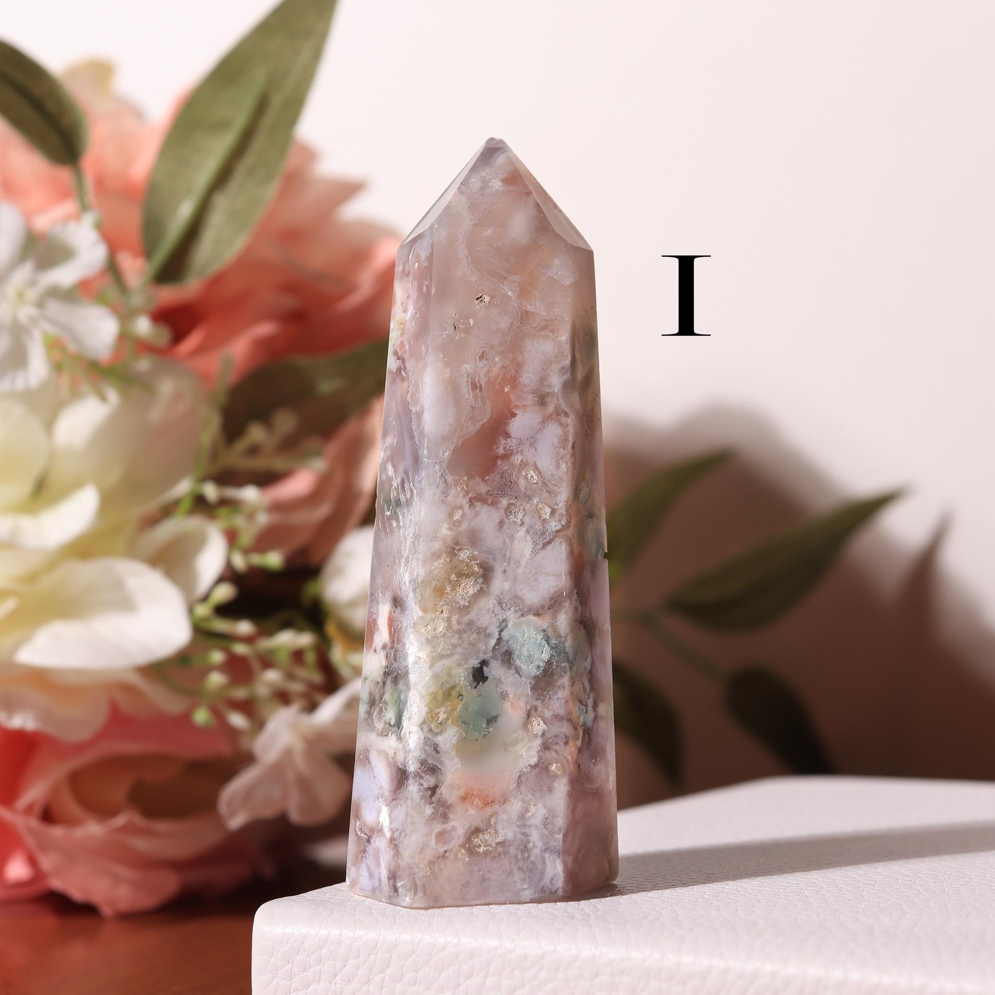 Flower Agate, Cherry Blossom Crystal, Ethically Sourced Crystals, Spring Home Decor, Polished Gemstone Towers