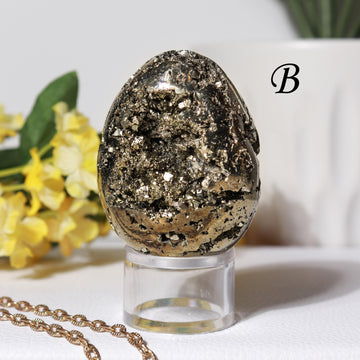 Natural Pyrite Egg, Ethically Sourced, Abundance and Prosperity, Easter Egg - PICK YOUR OWN