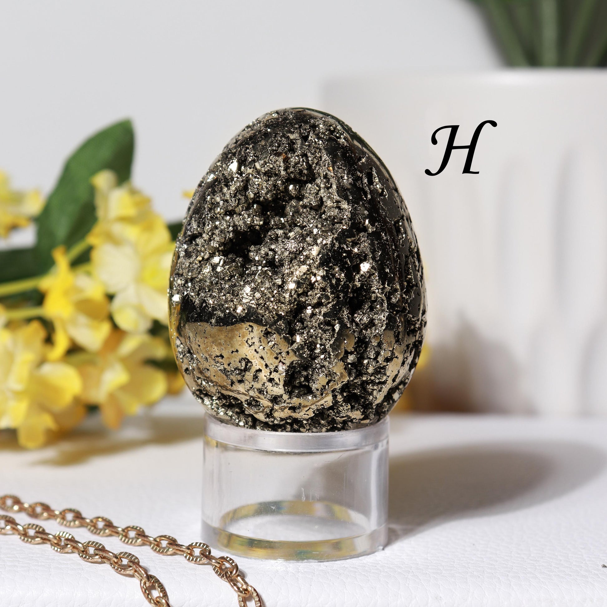 Natural Pyrite Egg, Ethically Sourced, Abundance and Prosperity, Easter Egg - PICK YOUR OWN