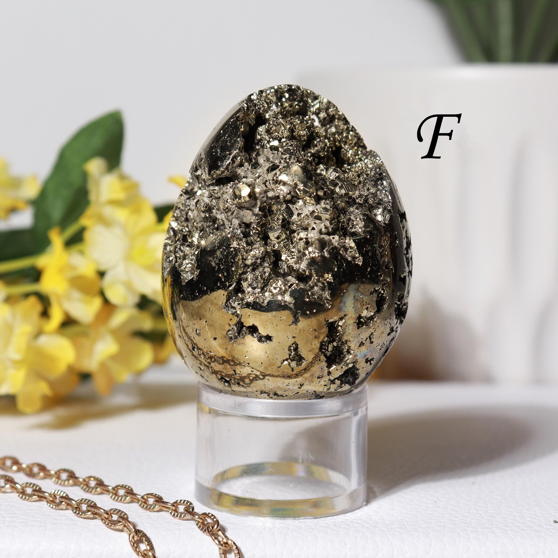 Natural Pyrite Egg, Ethically Sourced, Abundance and Prosperity, Easter Egg - PICK YOUR OWN