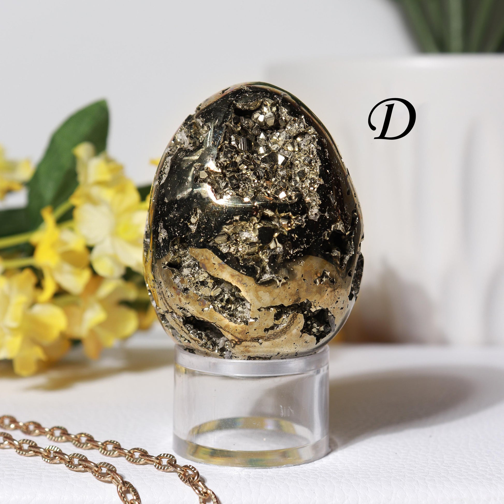 Natural Pyrite Egg, Ethically Sourced, Abundance and Prosperity, Easter Egg - PICK YOUR OWN