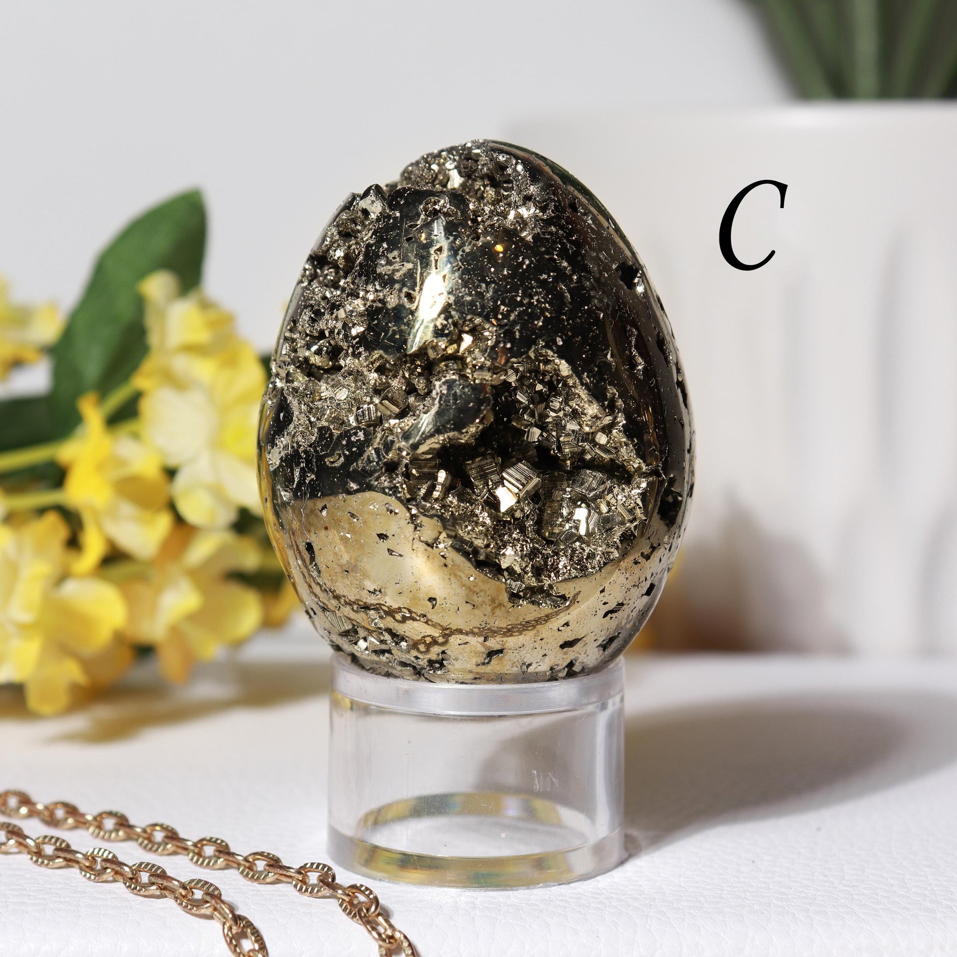 Natural Pyrite Egg, Ethically Sourced, Abundance and Prosperity, Easter Egg - PICK YOUR OWN