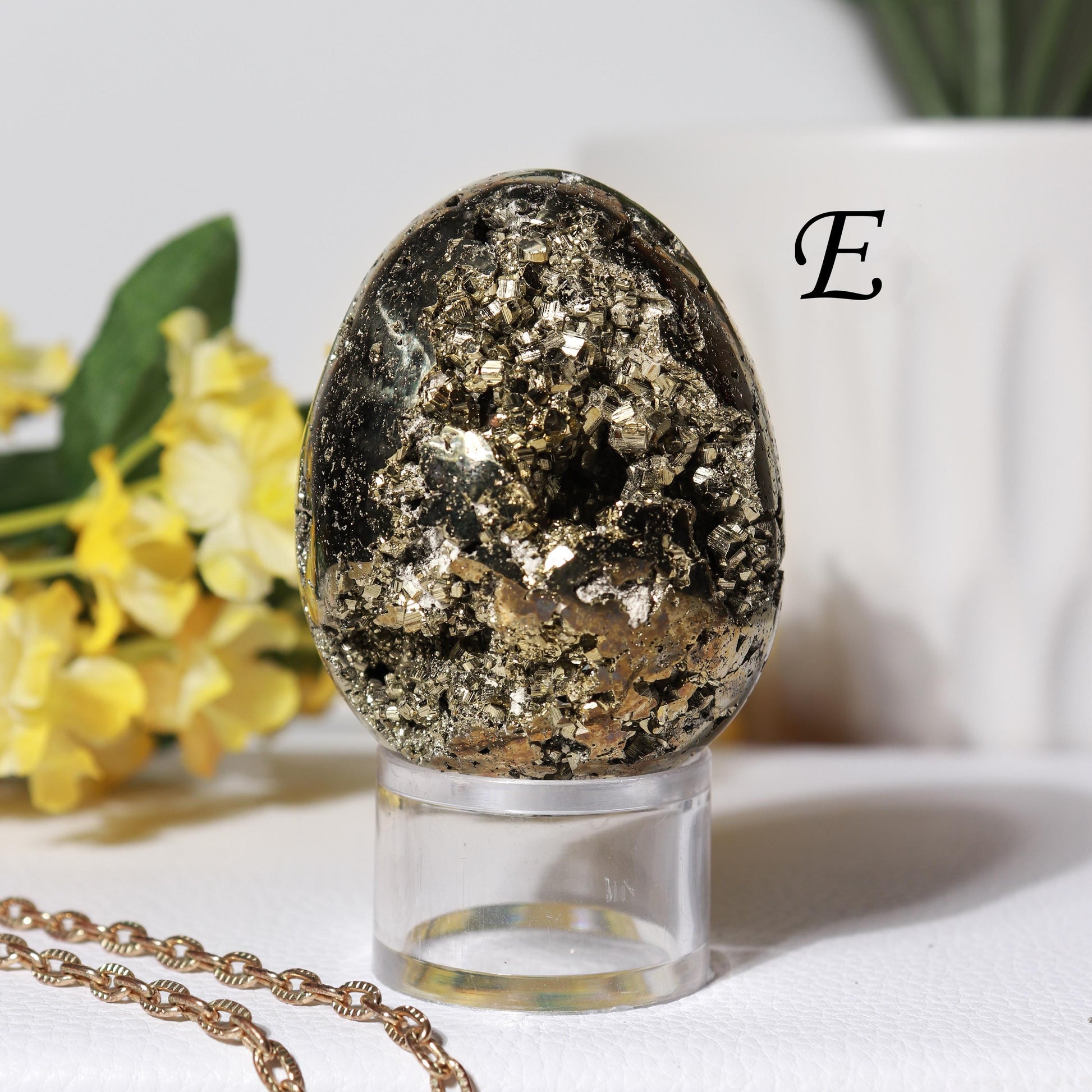 Natural Pyrite Egg, Ethically Sourced, Abundance and Prosperity, Easter Egg - PICK YOUR OWN