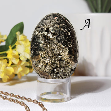 Natural Pyrite Egg, Ethically Sourced, Abundance and Prosperity, Easter Egg - PICK YOUR OWN