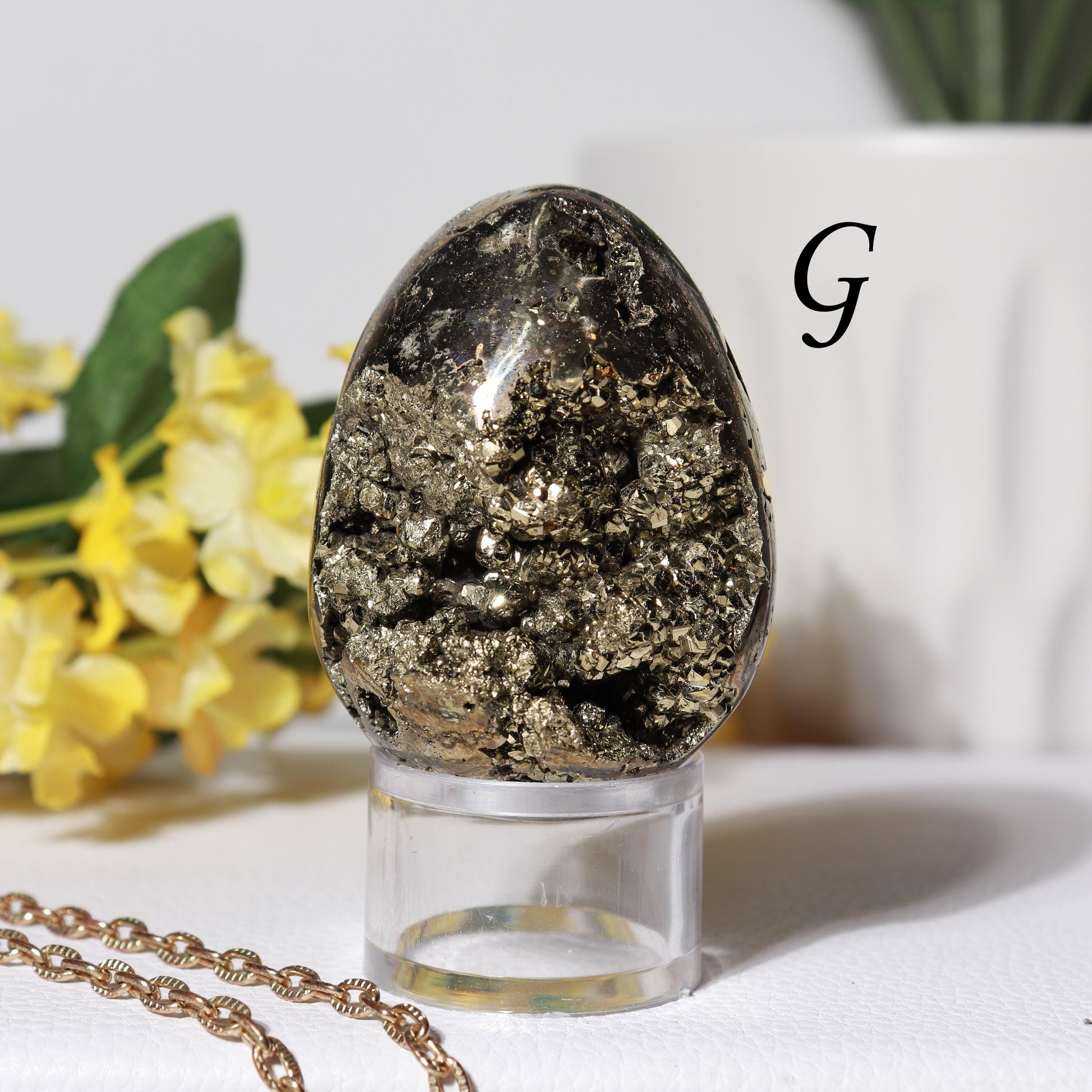 Natural Pyrite Egg, Ethically Sourced, Abundance and Prosperity, Easter Egg - PICK YOUR OWN