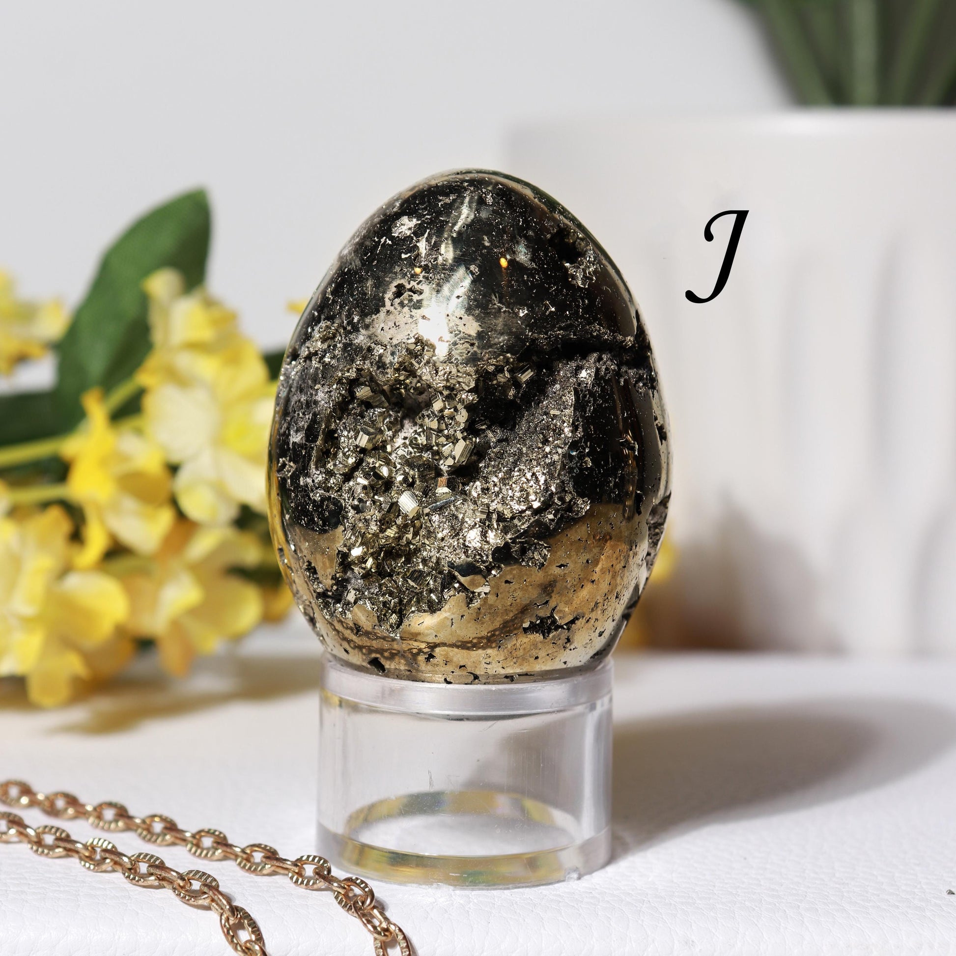 Natural Pyrite Egg, Ethically Sourced, Abundance and Prosperity, Easter Egg - PICK YOUR OWN