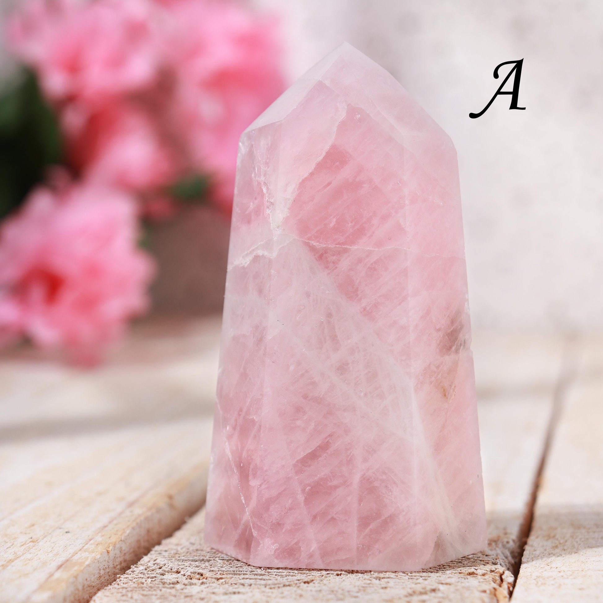 Rose Quartz Point, Grade A Quality, Rainbow Inclusions, Ethically Sourced, Heart Chakra - PICK YOUR OWN!