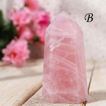 Rose Quartz Point, Grade A Quality, Rainbow Inclusions, Ethically Sourced, Heart Chakra - PICK YOUR OWN!