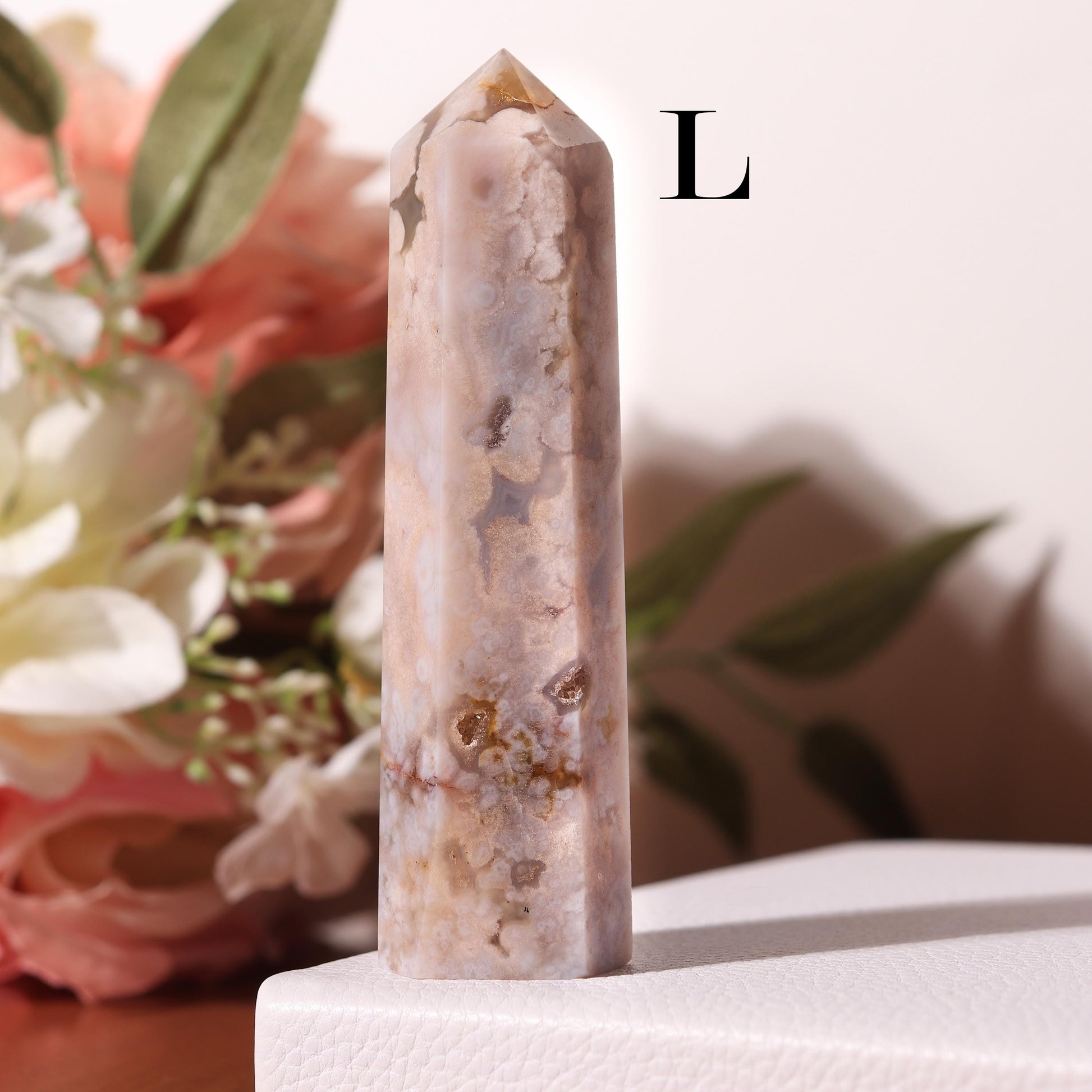 Flower Agate, Cherry Blossom Crystal, Ethically Sourced Crystals, Spring Home Decor, Polished Gemstone Towers