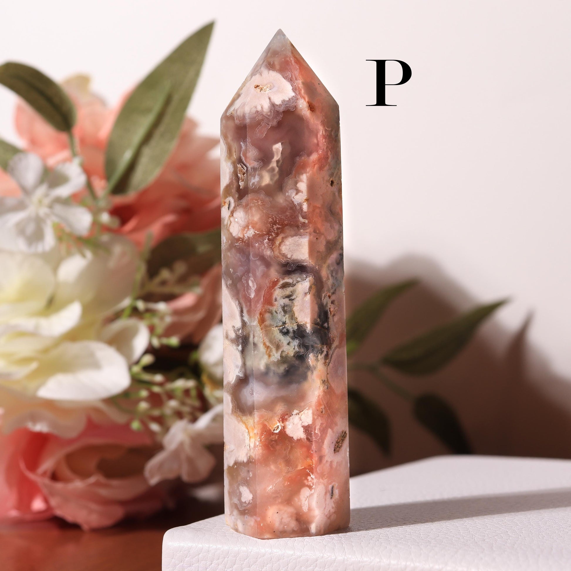 Flower Agate, Cherry Blossom Crystal, Ethically Sourced Crystals, Spring Home Decor, Polished Gemstone Towers