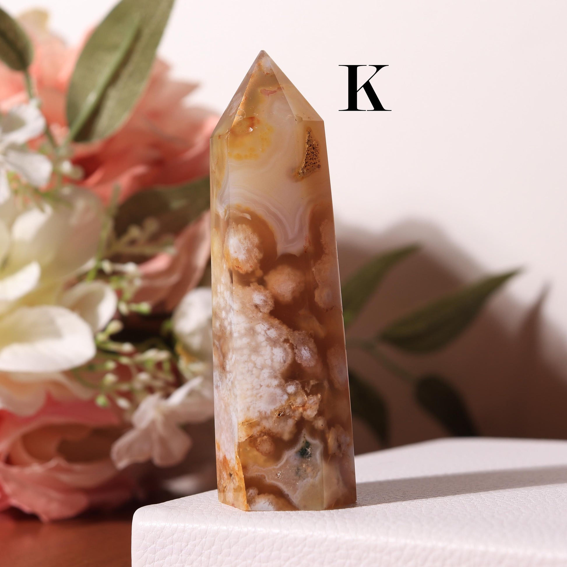 Flower Agate, Cherry Blossom Crystal, Ethically Sourced Crystals, Spring Home Decor, Polished Gemstone Towers