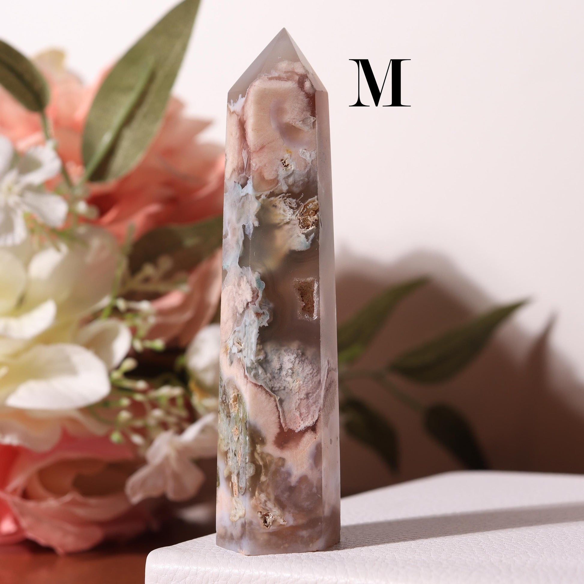 Flower Agate, Cherry Blossom Crystal, Ethically Sourced Crystals, Spring Home Decor, Polished Gemstone Towers