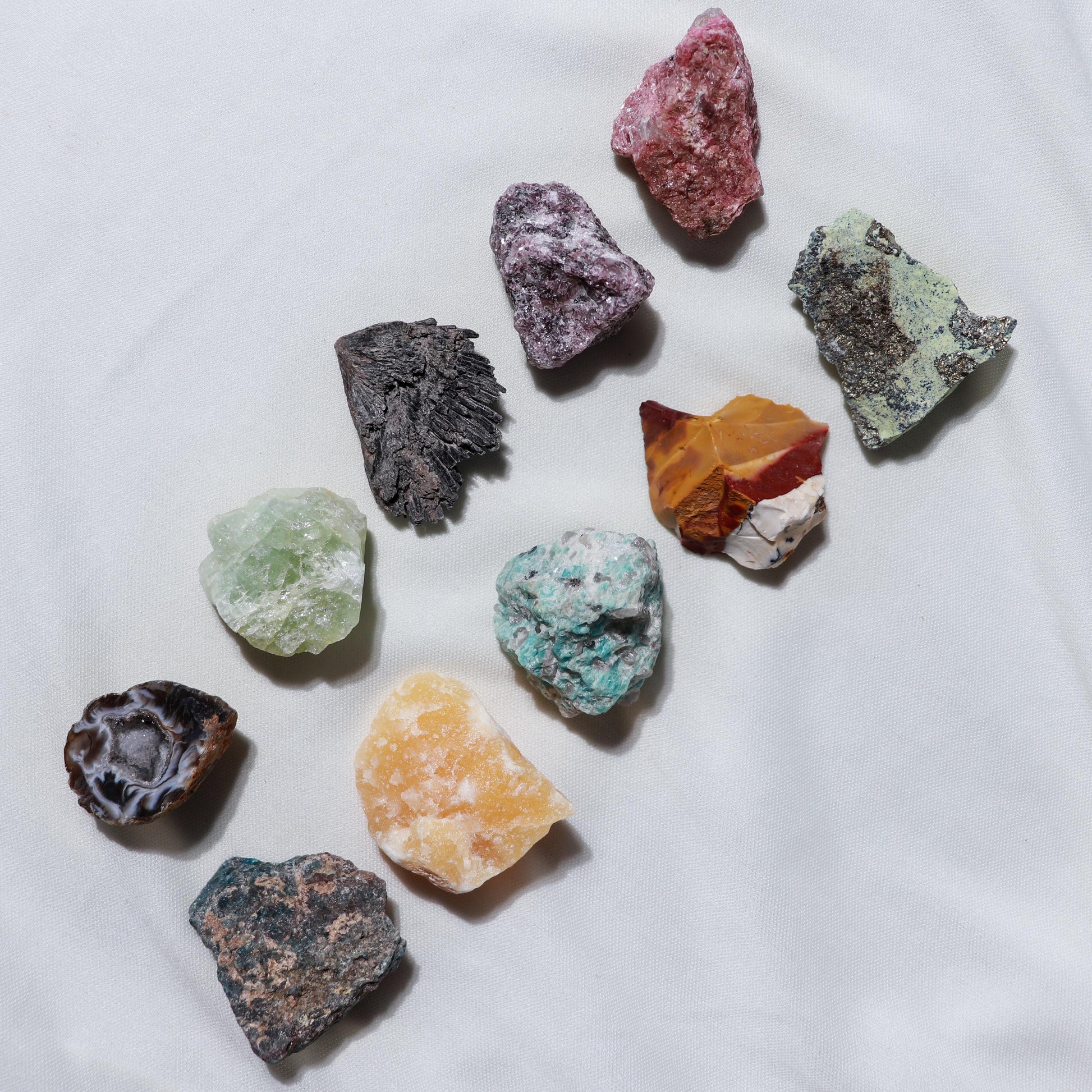 Rare Crystal Kit: Selenite Bowl, 20 Raw & Polished Gemstones, Ethically Sourced