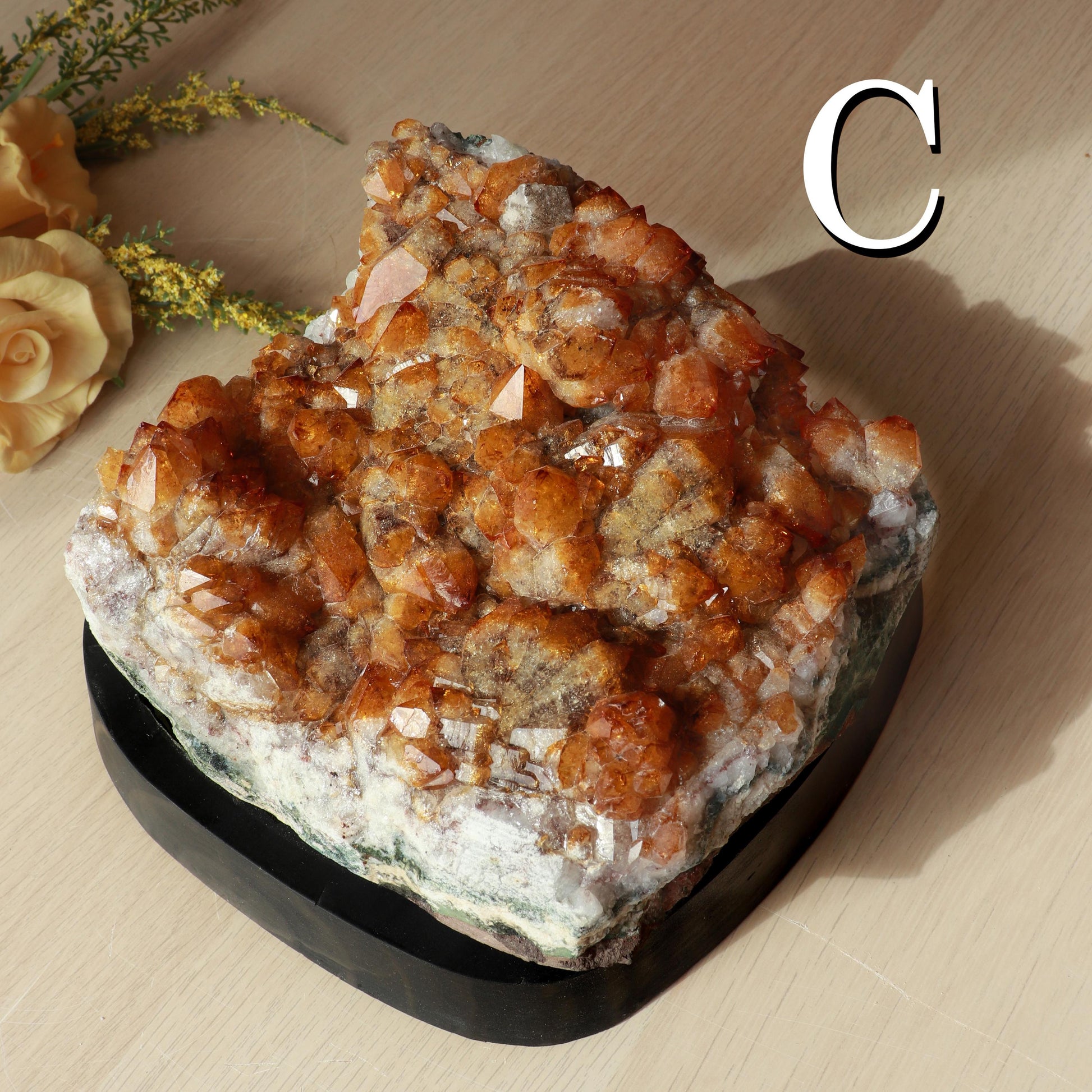 Huge Grade A Citrine Cluster, Crystal on Wooden Base, Ethically Sourced - PICK YOUR OWN