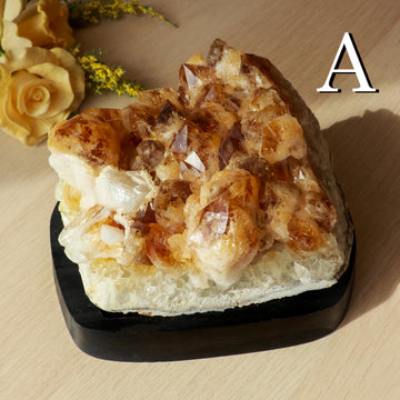 Huge Grade A Citrine Cluster, Crystal on Wooden Base, Ethically Sourced - PICK YOUR OWN