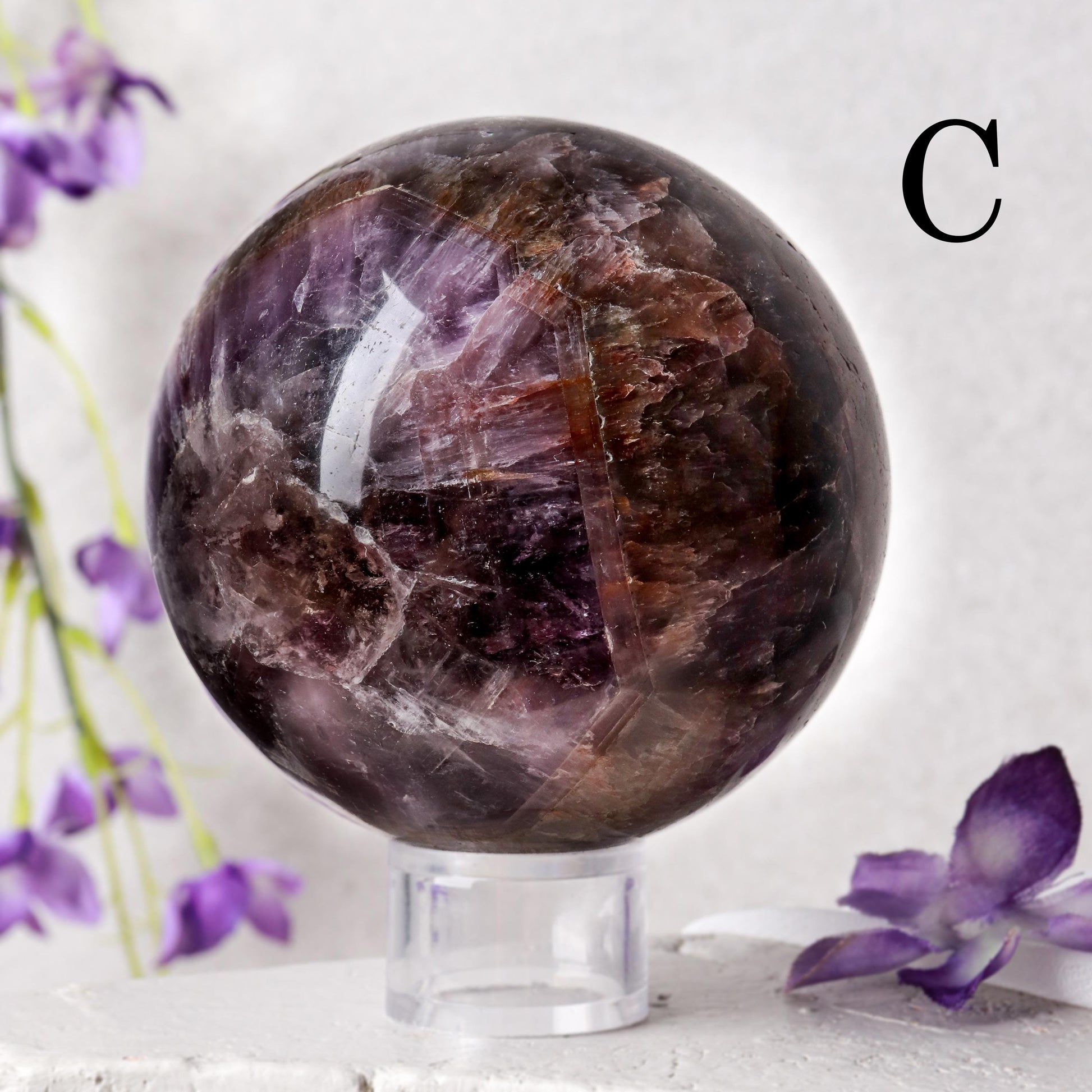Polished Super Seven Spheres, Melody Stone, Ethically Sourced, Crown and Third Eye Chakra - PICK YOUR OWN