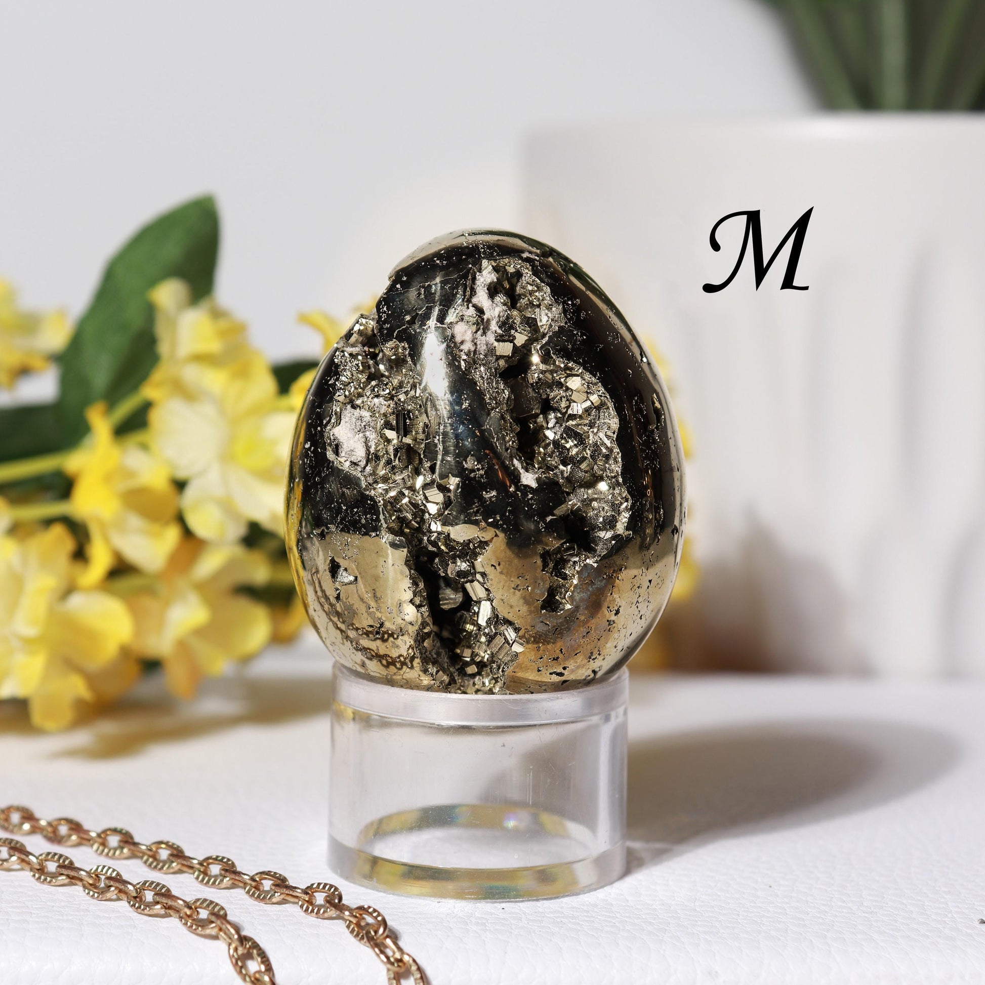 Natural Pyrite Egg, Ethically Sourced, Abundance and Prosperity, Easter Egg - PICK YOUR OWN
