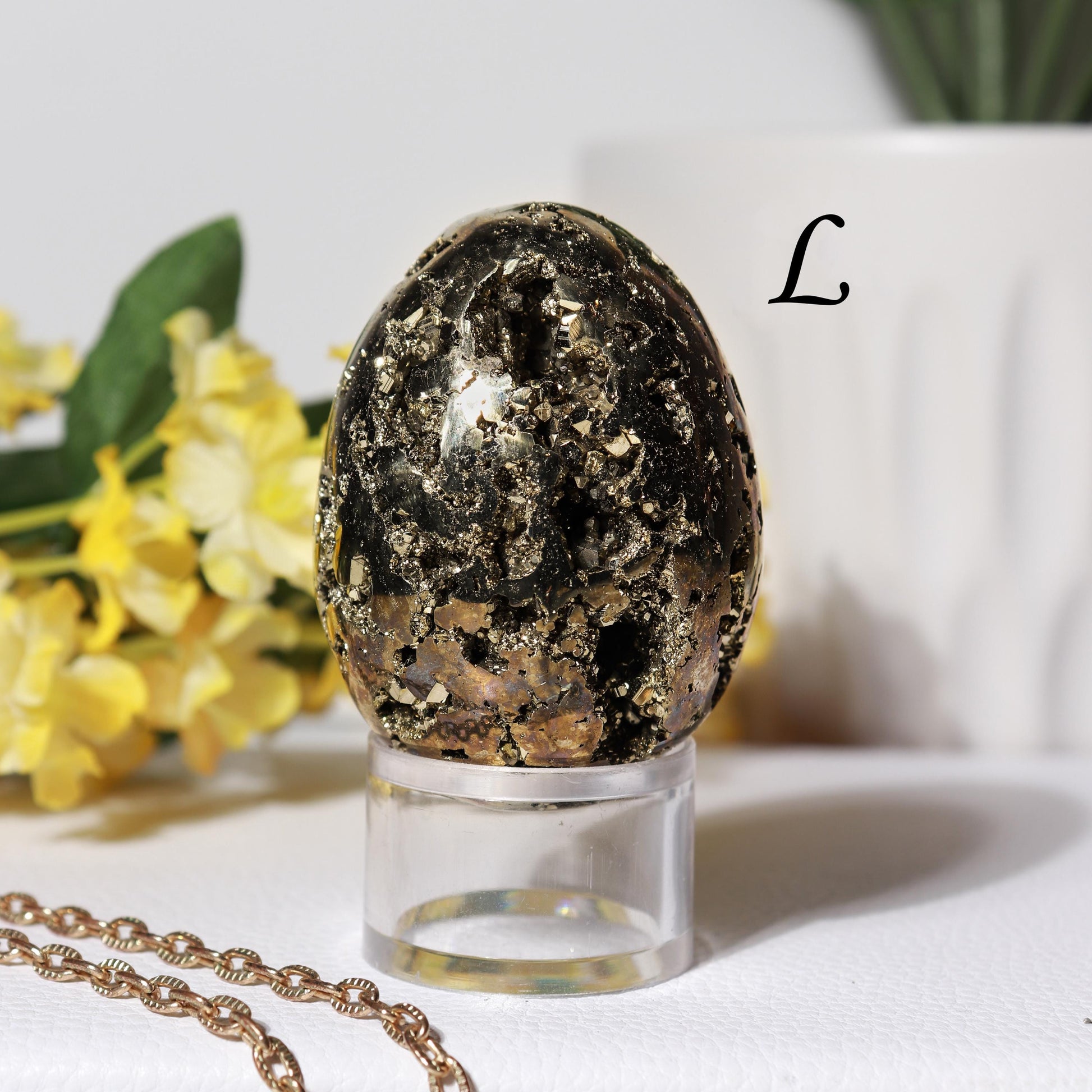 Natural Pyrite Egg, Ethically Sourced, Abundance and Prosperity, Easter Egg - PICK YOUR OWN