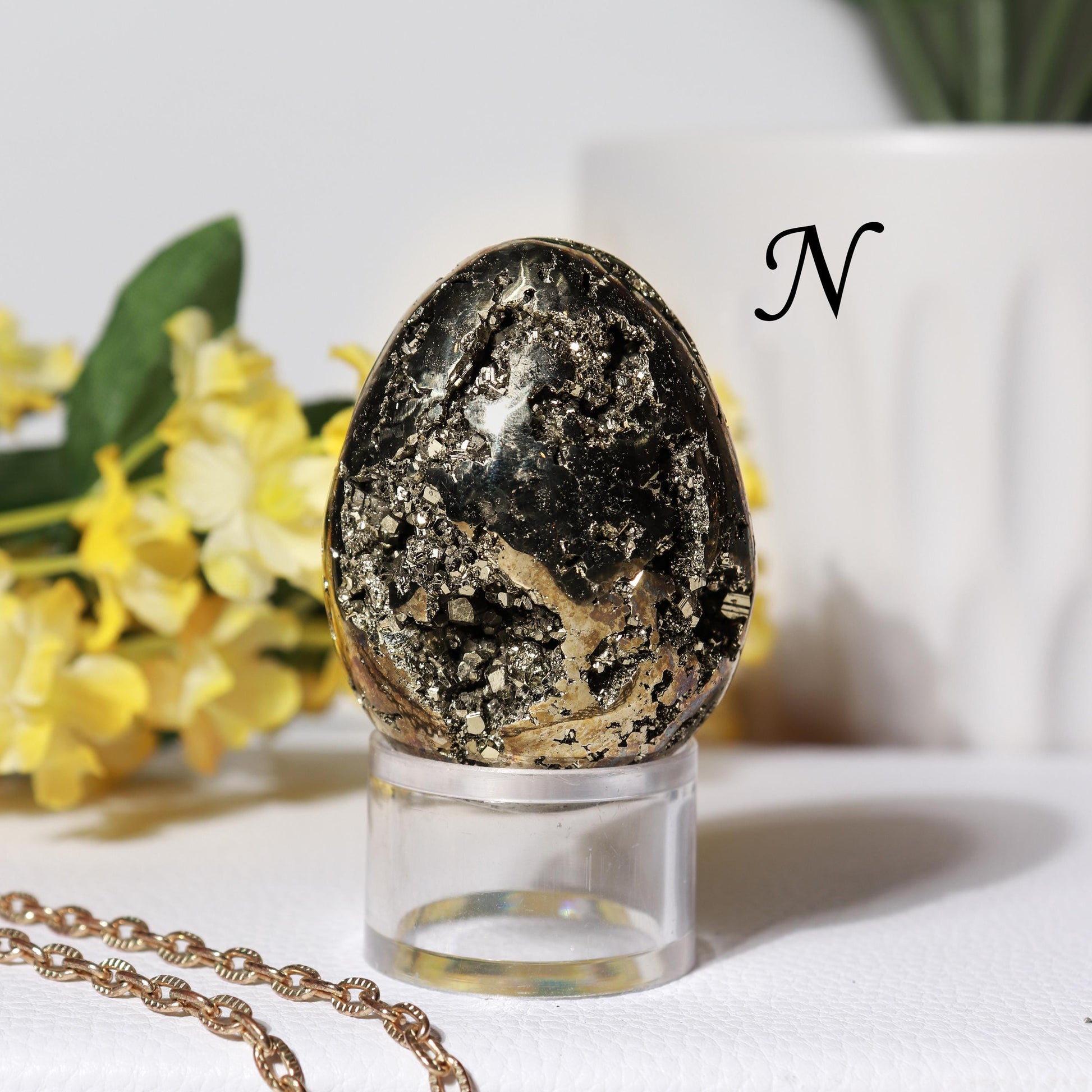 Natural Pyrite Egg, Ethically Sourced, Abundance and Prosperity, Easter Egg - PICK YOUR OWN