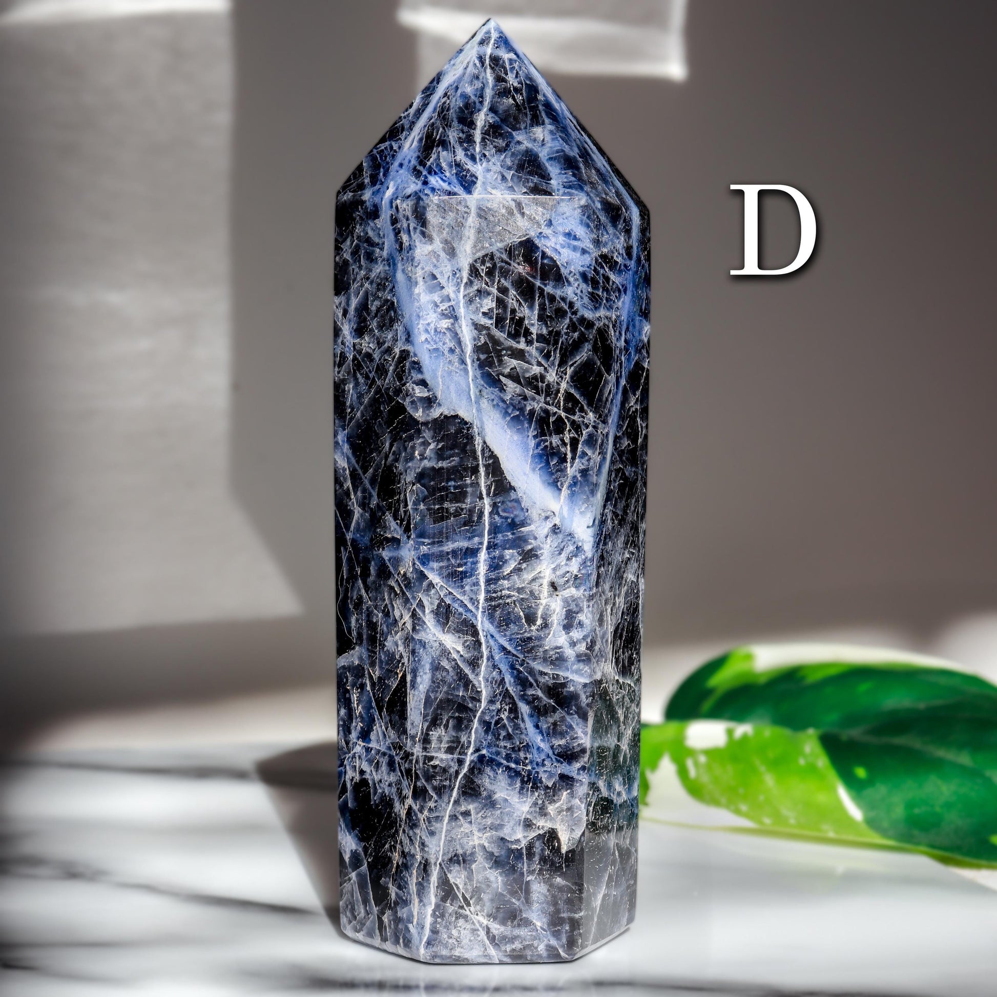 Sodalite Tower, Polished Sodalite Crystal, Ethically Sourced, Hand-Craved, Boho Chic Home Decor