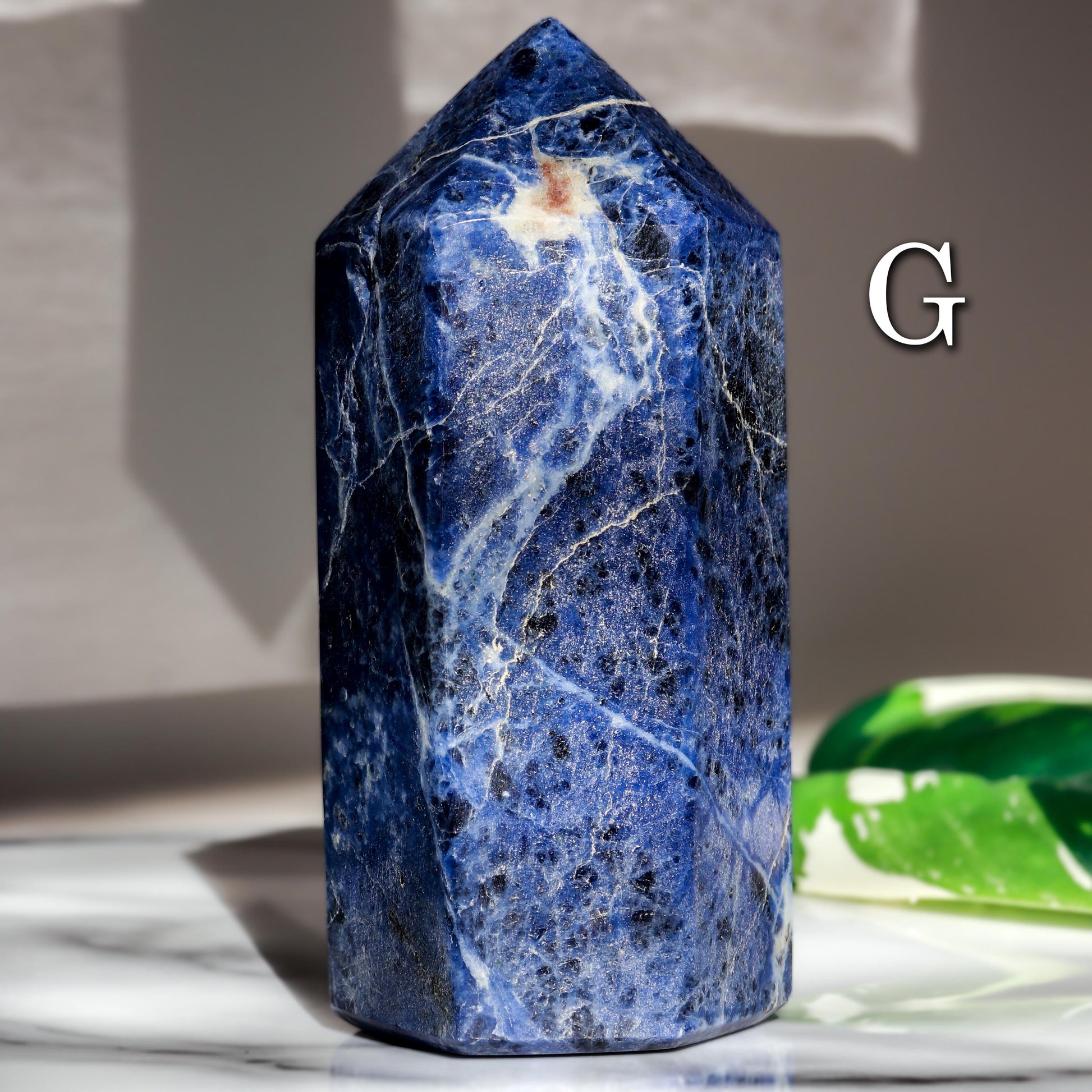 Sodalite Tower, Polished Sodalite Crystal, Ethically Sourced, Hand-Craved, Boho Chic Home Decor